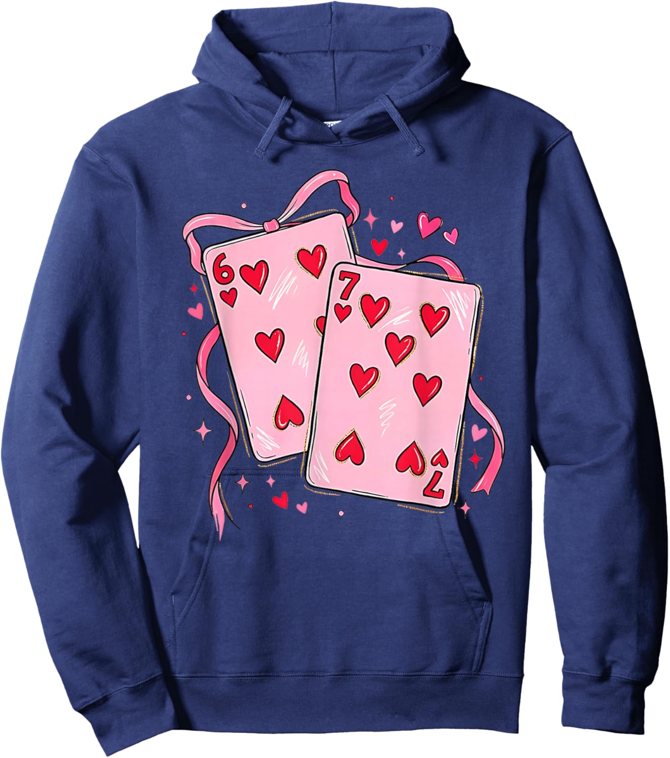 67 Six Seven Cards Valentine's Day 6 7 Meme Boys Girls Kids Hoodie - Hoodie | Navy