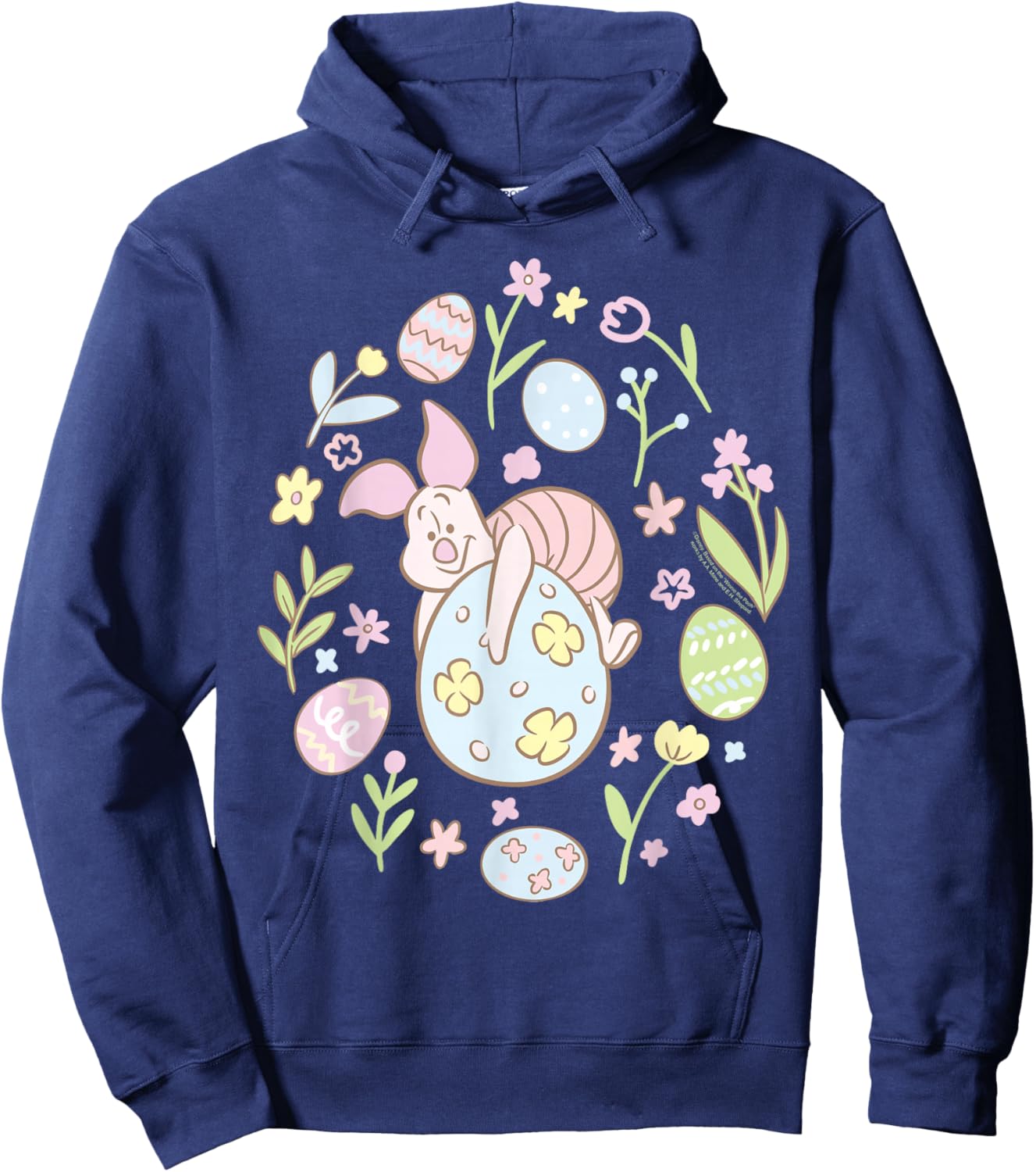 Disney Winnie The Pooh Piglet Easter Egg Pastel Spring Icons Hoodie - Hoodie | Navy