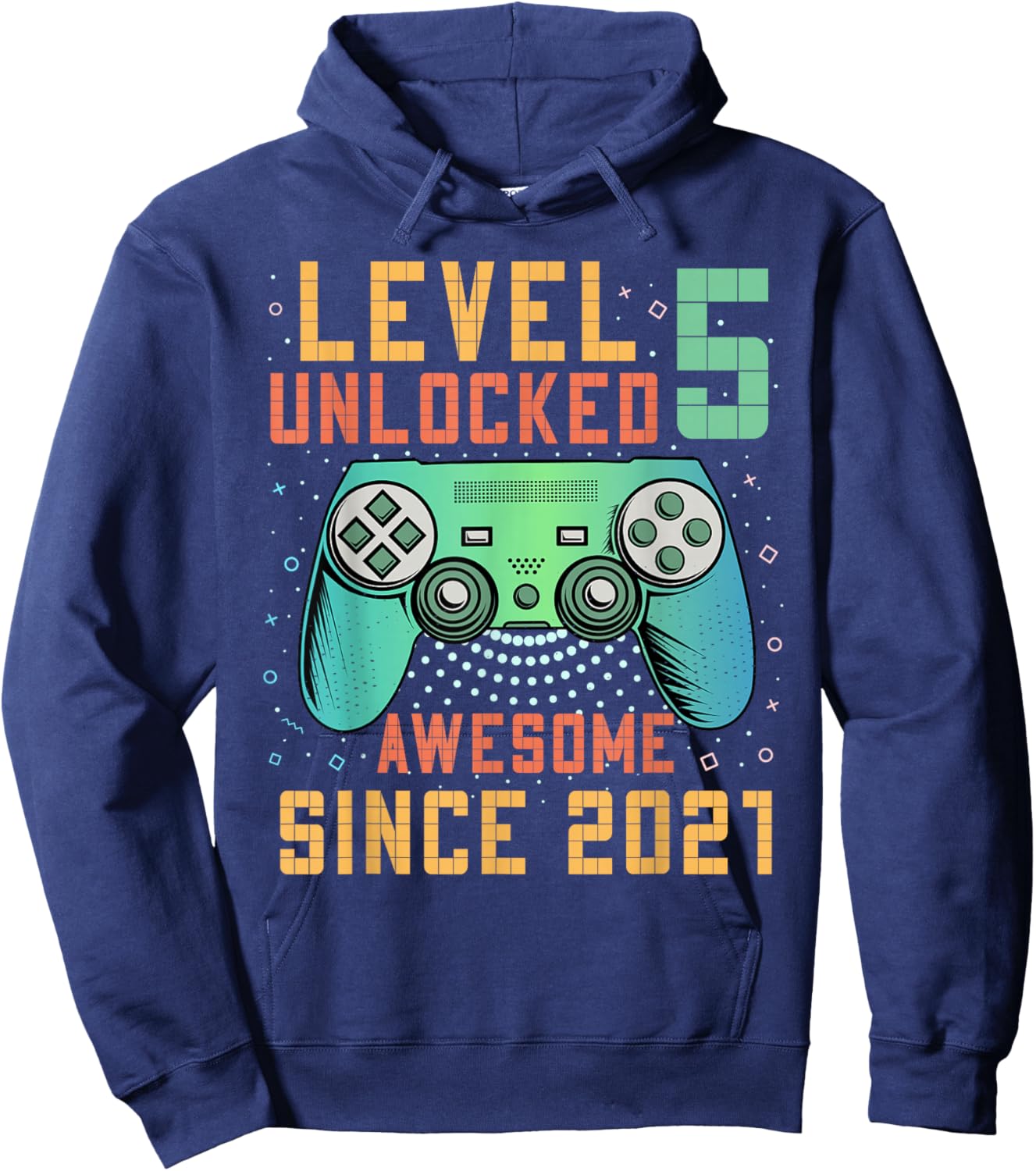 Level 5 Unlocked Awesome Since 2021 5th Birthday Boy Hoodie - Hoodie | Navy