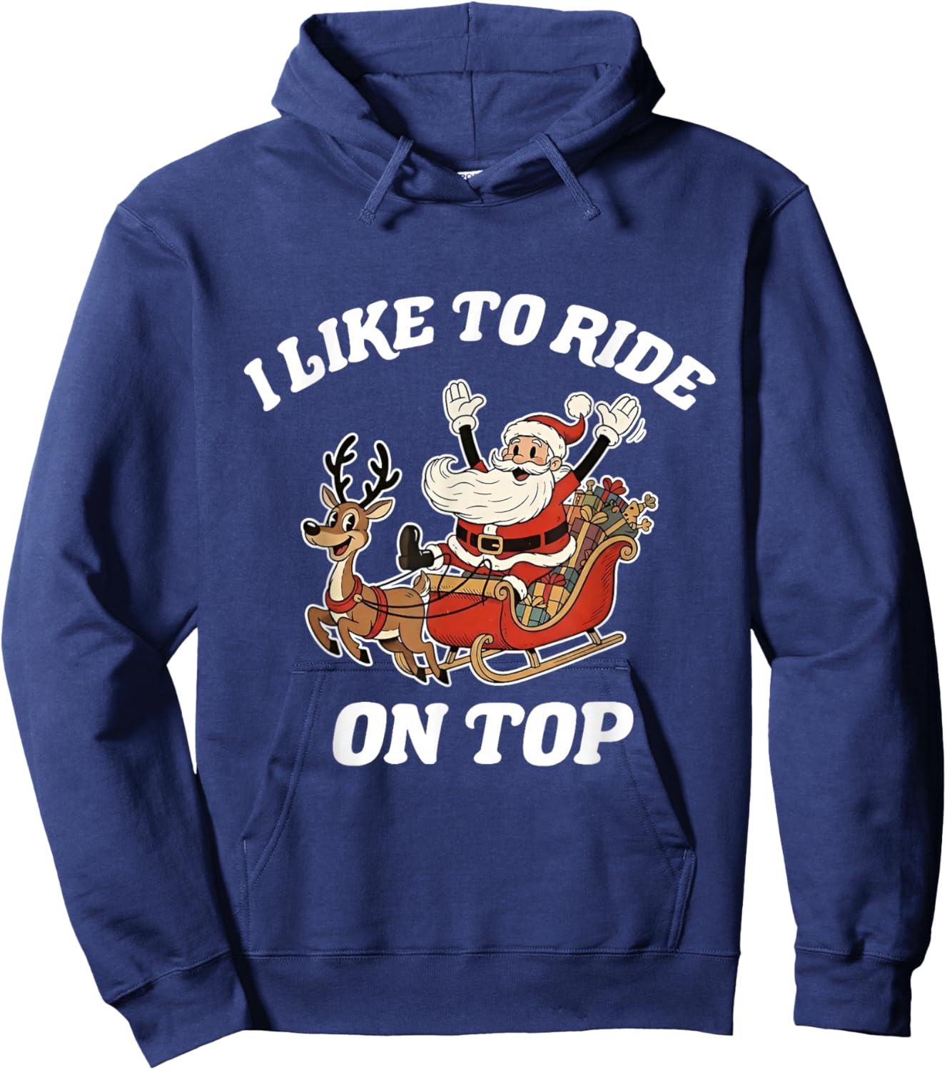 I Like to Ride On Top Funny Santa Couple Matching Christmas Hoodie - Hoodie | Navy