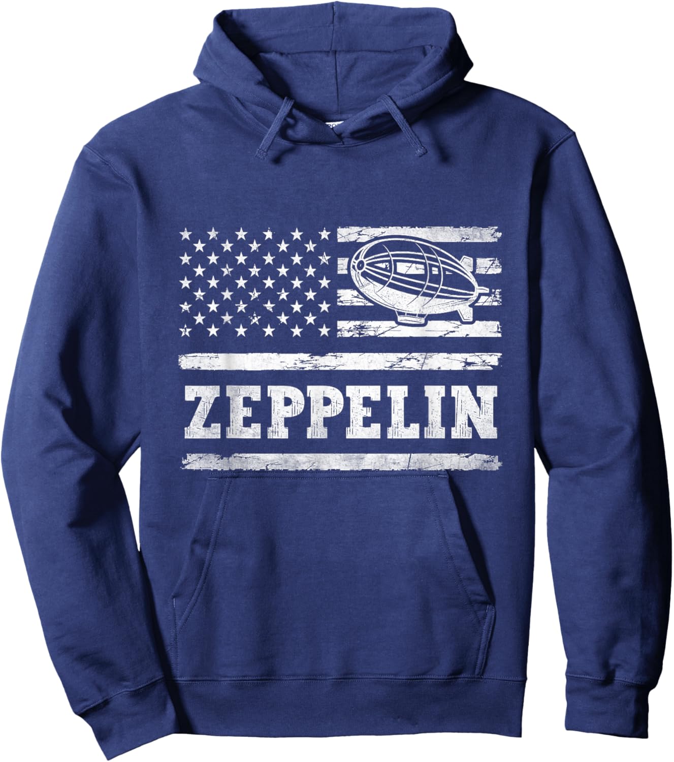 Retro Vintage Zeppelin Dirigible Airship USA Flag 80s Hoodie - Hoodie | Navy