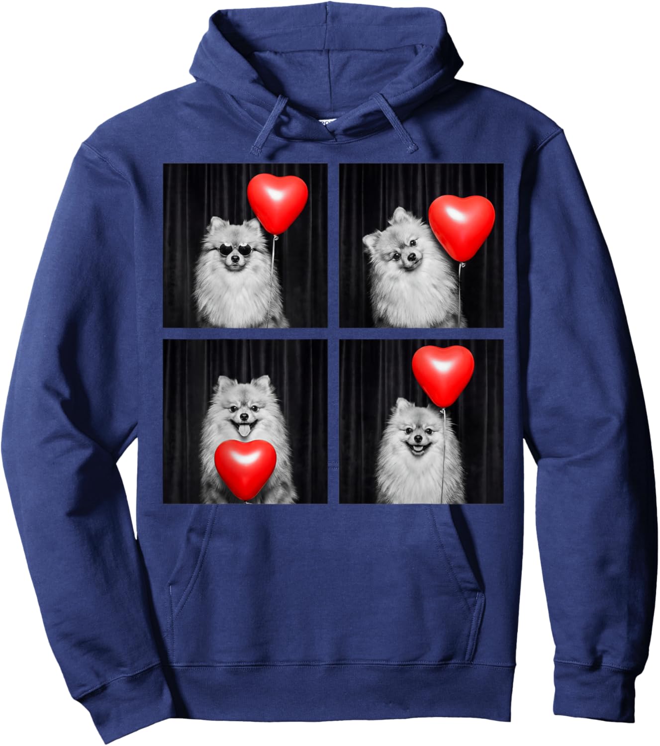 Funny Pomeranian Photobooth Dog Lover Design Valentines Hoodie - Hoodie | Navy