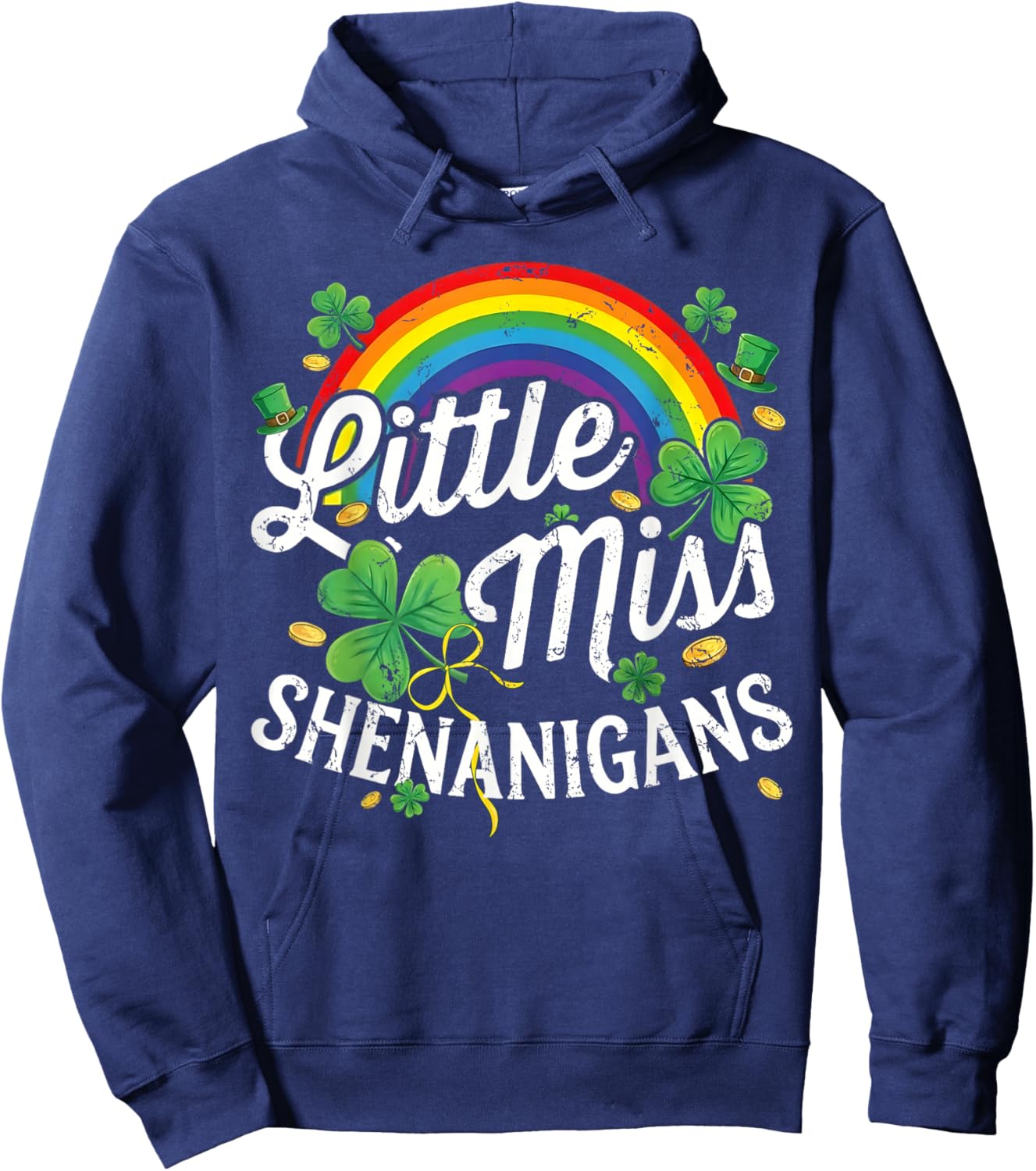Little Miss Shenanigans St Patrick's Day Lucky Irish Girl Hoodie - Hoodie | Navy