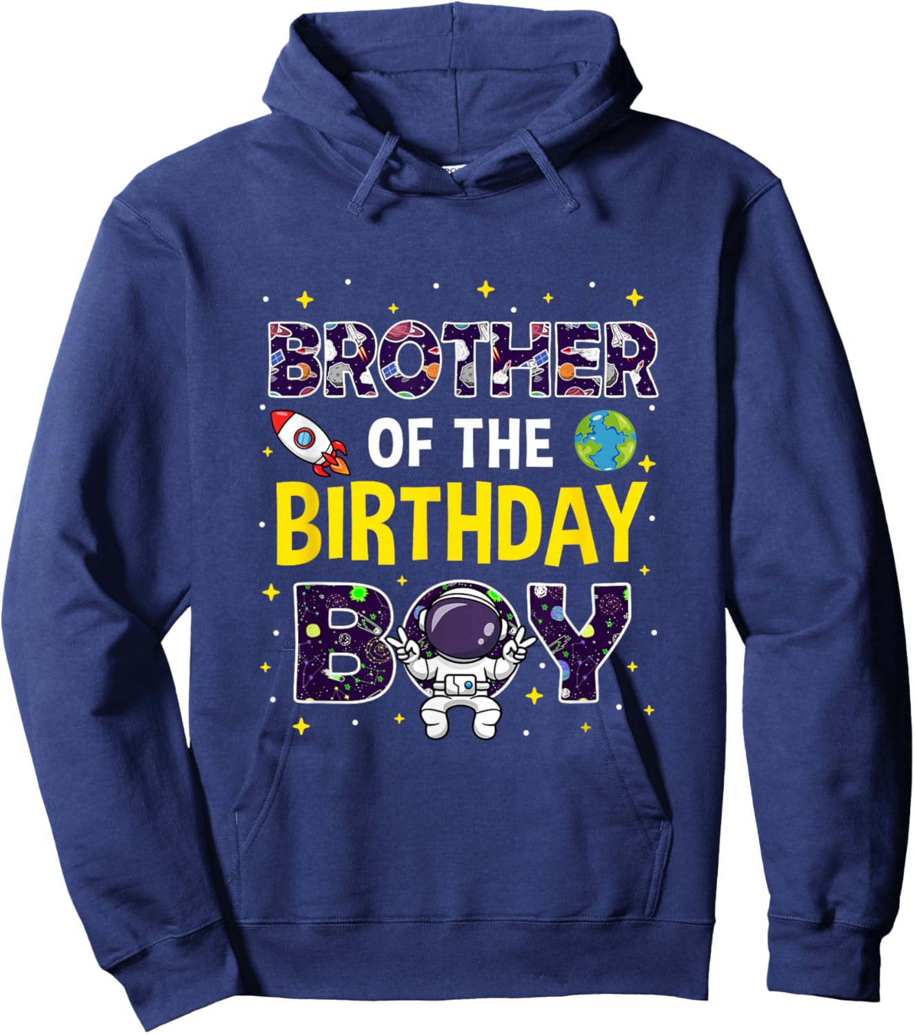 Brother of The Birthday Boy Space Astronaut Birthday Family Hoodie - Hoodie | Navy
