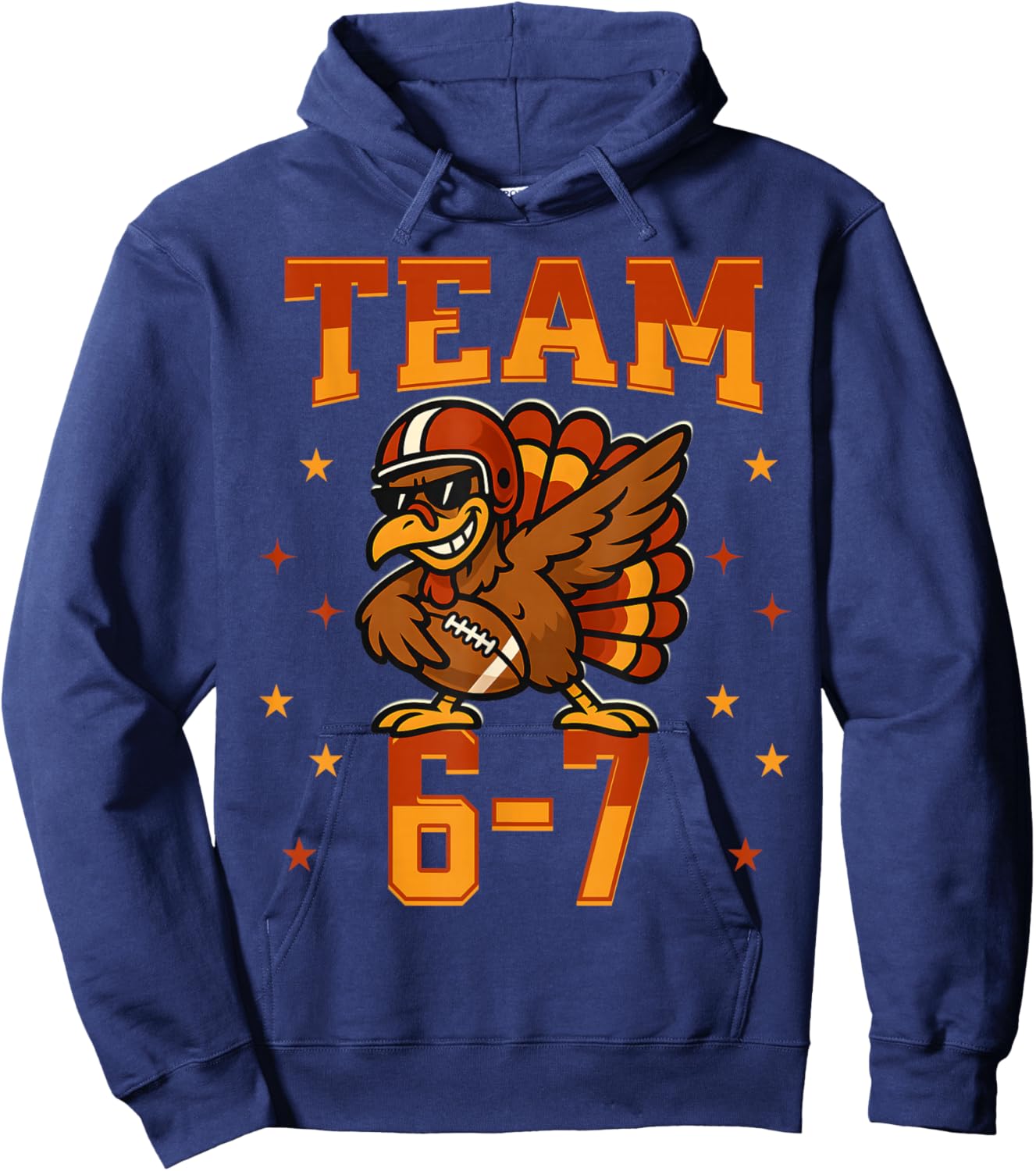Team 67 Thanksgiving Turkey Football Boys Kids Six Seven Hoodie - Hoodie | Navy