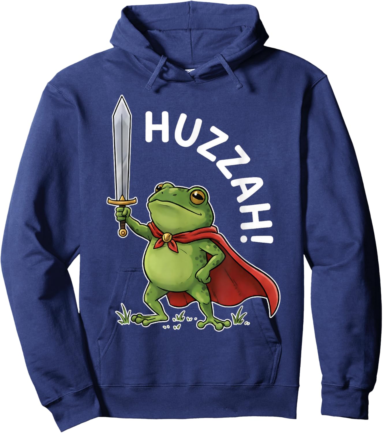 Huzzah Frog Knight Funny Sword Meme Frog Quote Men Women Hoodie - Hoodie | Navy