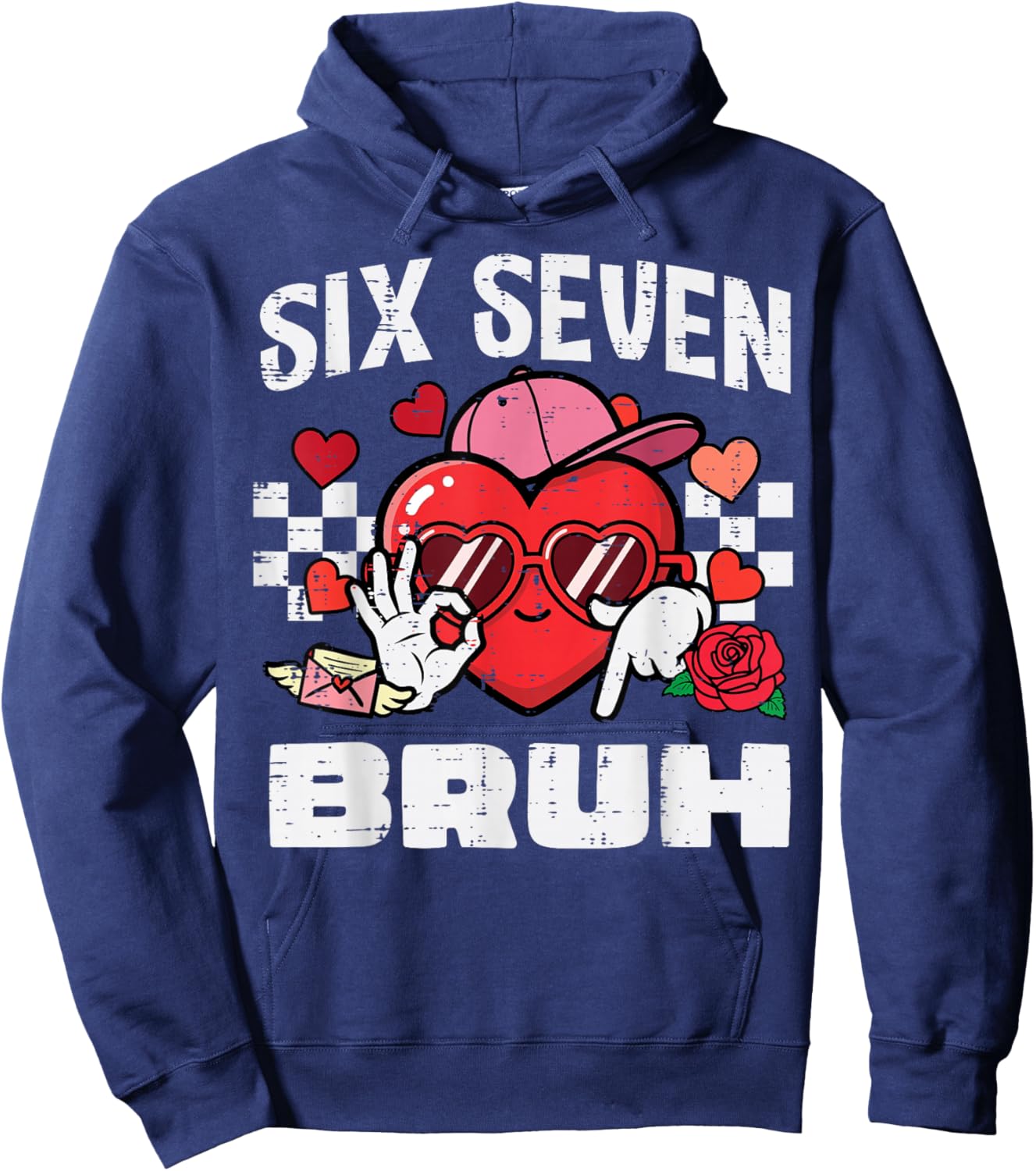 6 7 Valentines Day Six Seven Bruh 67 Meme Kids Boys Youth Hoodie - Hoodie | Navy