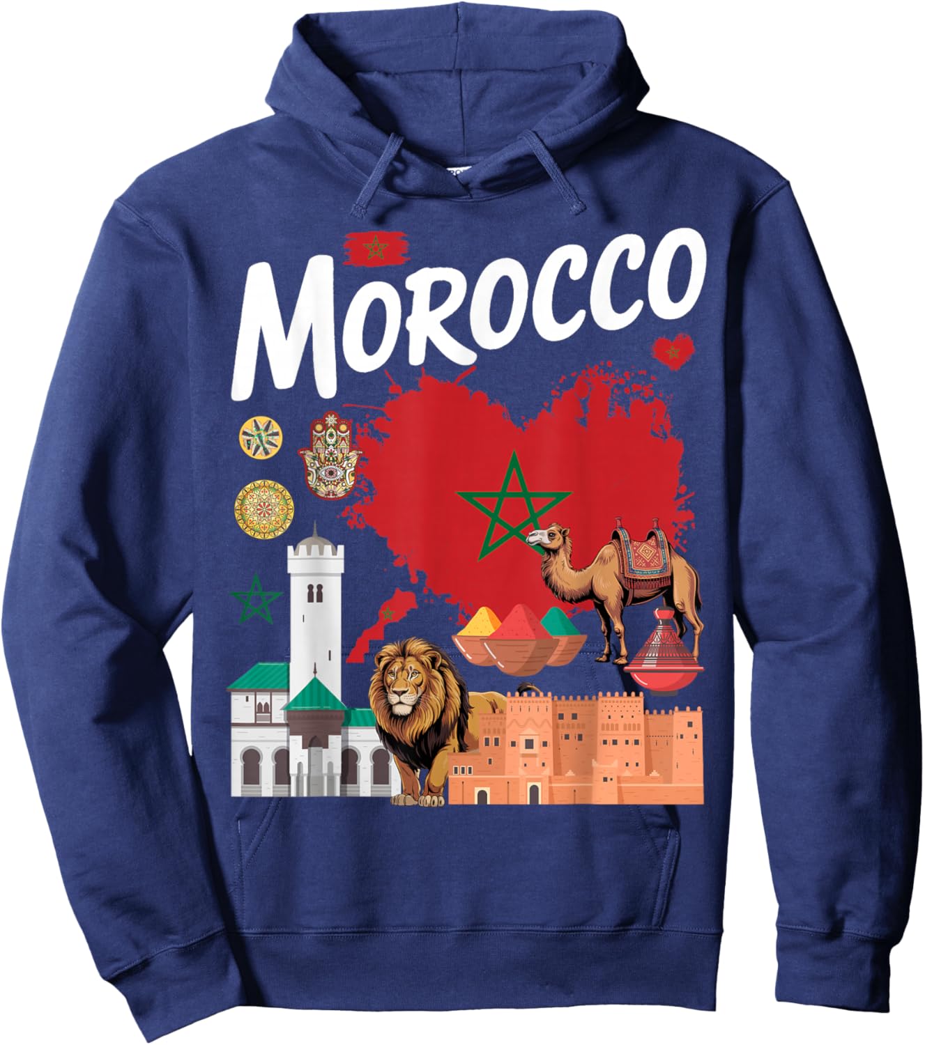 Morocco Flag Outfit Idea for Kids Maroc Moroccan Themed Hoodie - Hoodie | Navy