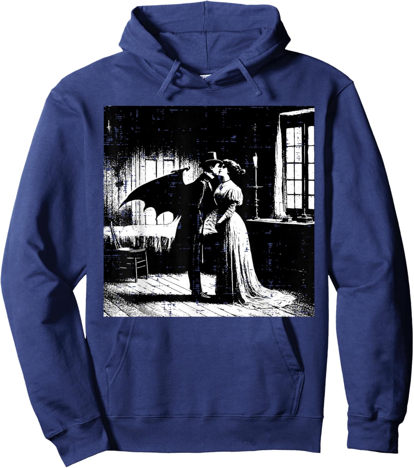 Halloween Vampire Kissing Woman Vintage Costume Men Women Hoodie - Hoodie | Navy