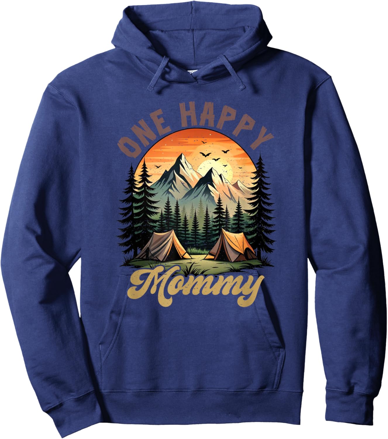 One Happy Mommy Camper 1St Birthday Camping Bear Hoodie - Hoodie | Navy