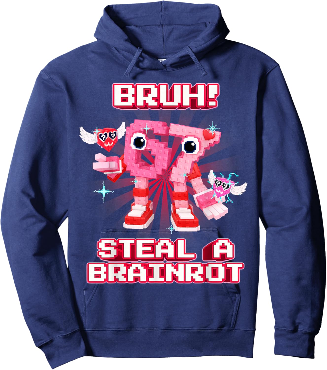 Bruh 67 Six Seven 6-7 Funny Valentines Brainrot Meme Hoodie - Hoodie | Navy