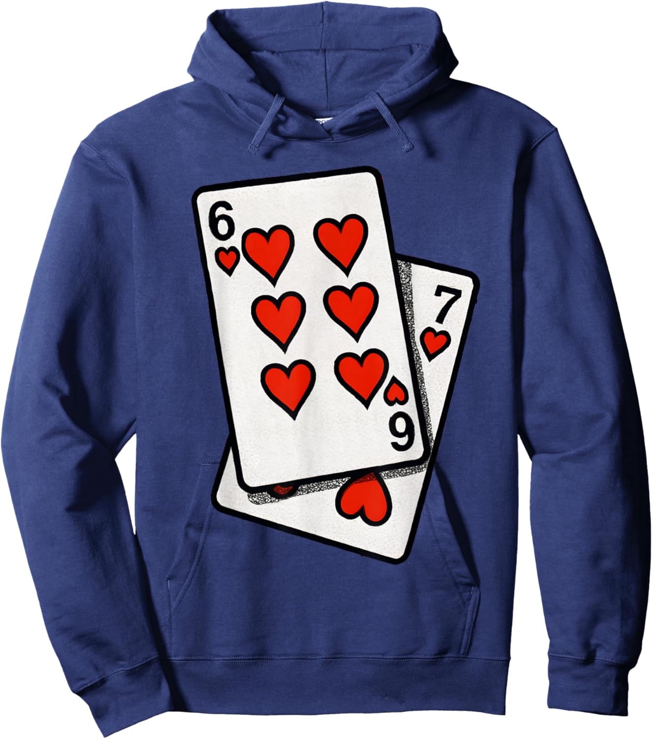 Funny Six Seven 6-7 Playing Cards Hearts Valentines Day 67 Hoodie - Hoodie | Navy