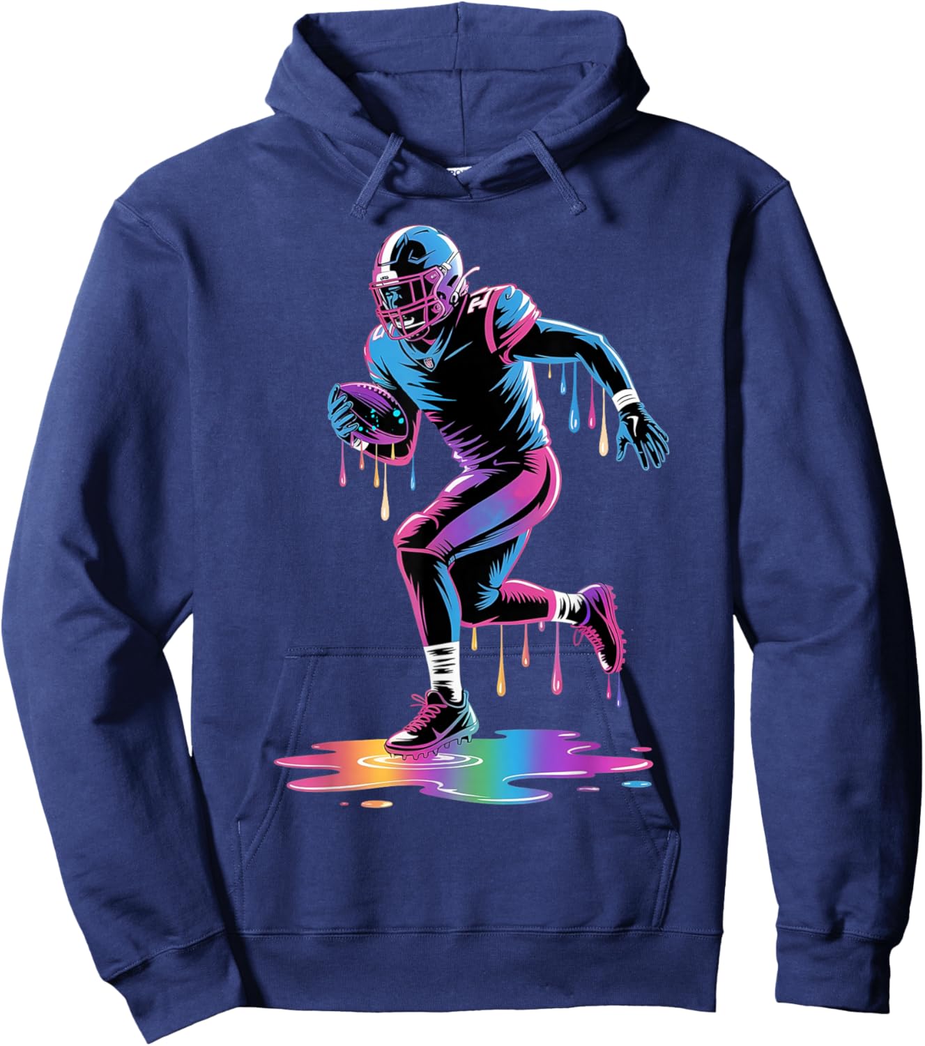 Football Drip Boy Youth Ice Cream Dripping Football Player Hoodie - Hoodie | Navy