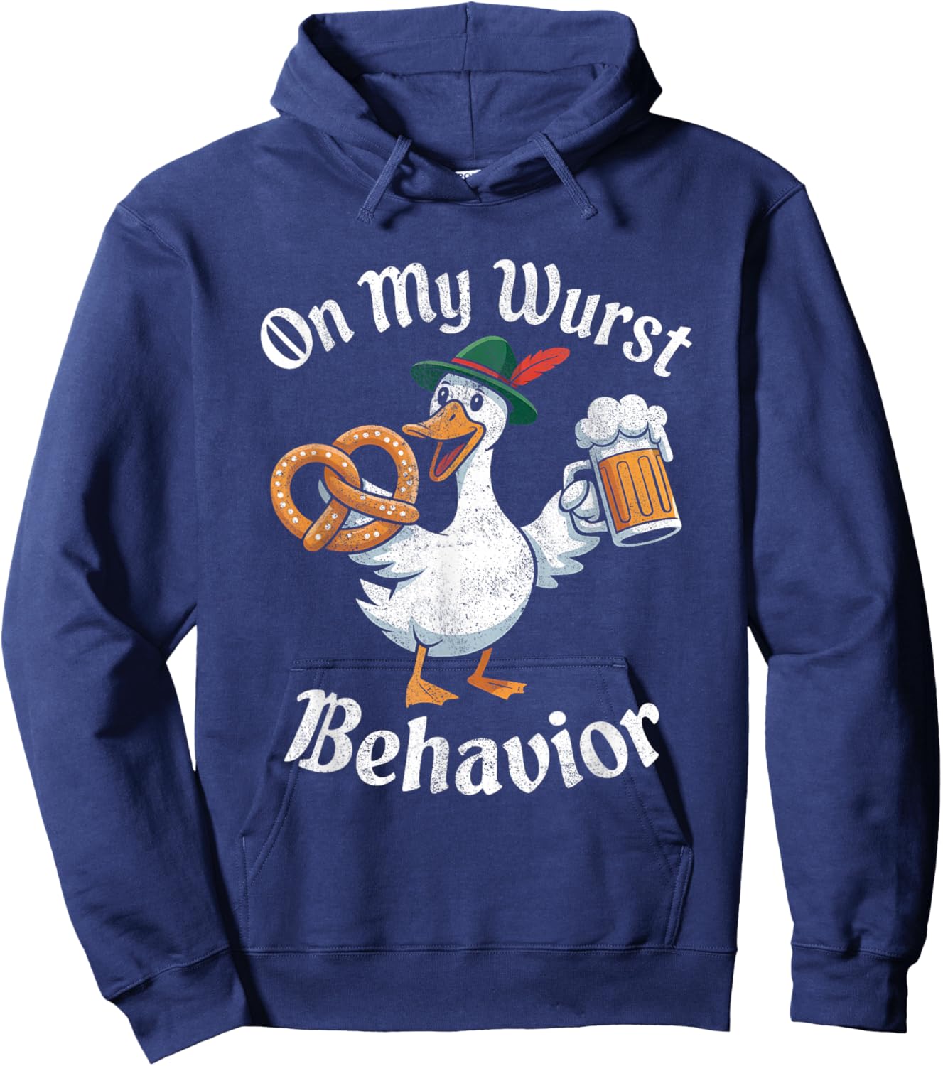 On My Wurst Behavior Oktoberfest Funny German American Humor Hoodie - Hoodie | Navy