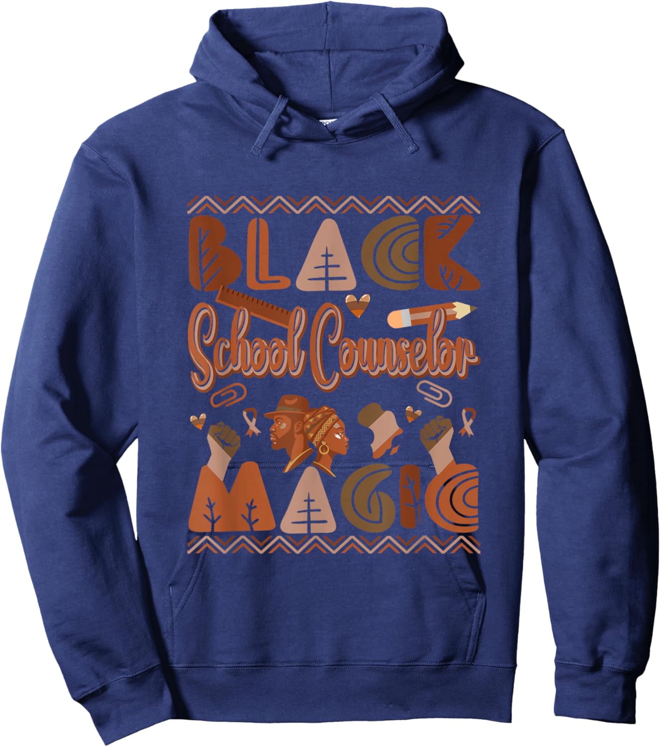 Black Costume School Counselor Proud Black History Month Hoodie - Hoodie | Navy
