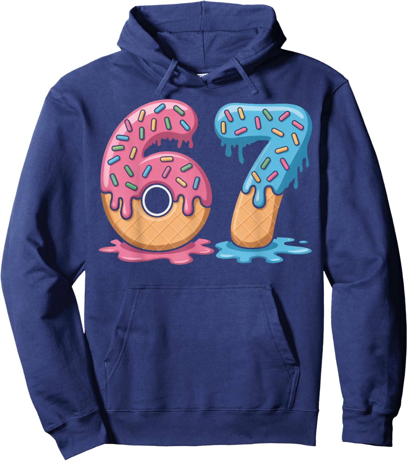 Ice Cream 67 Number 67th Sports Player Ice Cream Drip Hoodie - Hoodie | Navy
