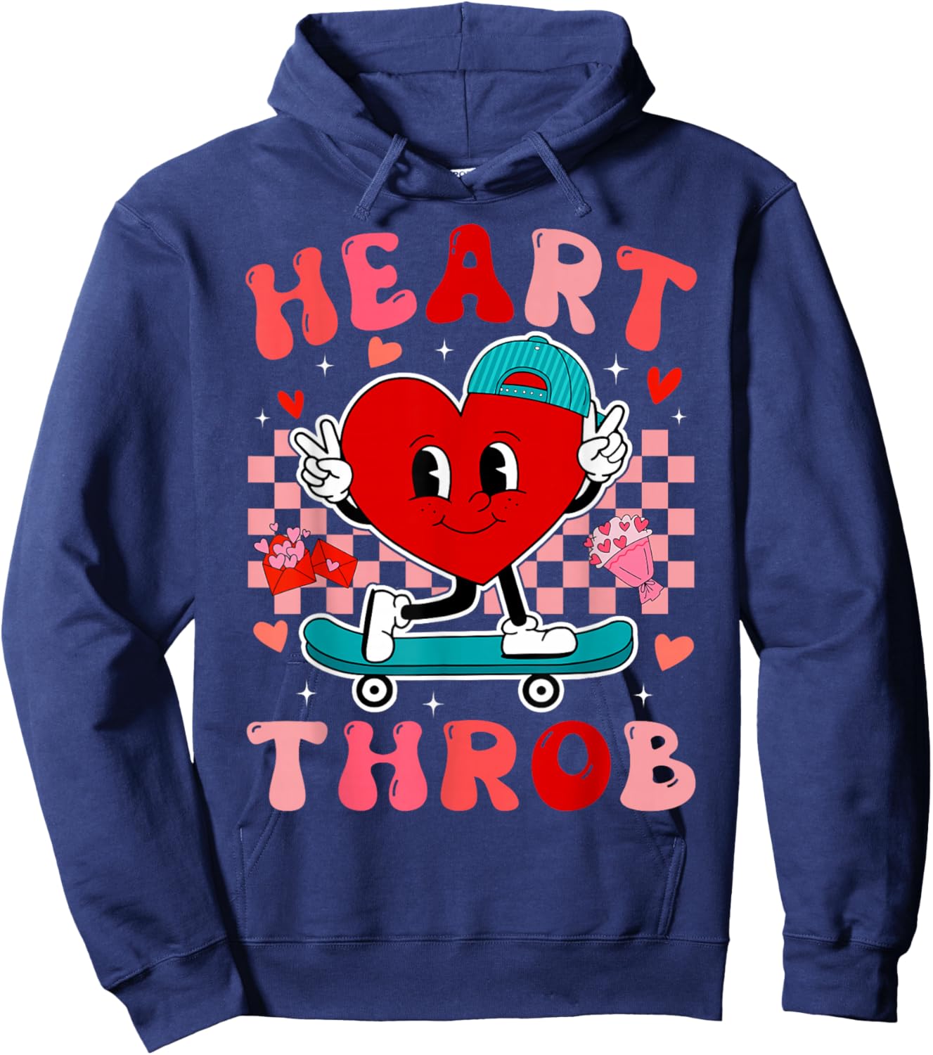 Valentine Retro Groovy Heart Throb Men Boys Kids Toddlers Hoodie - Hoodie | Navy