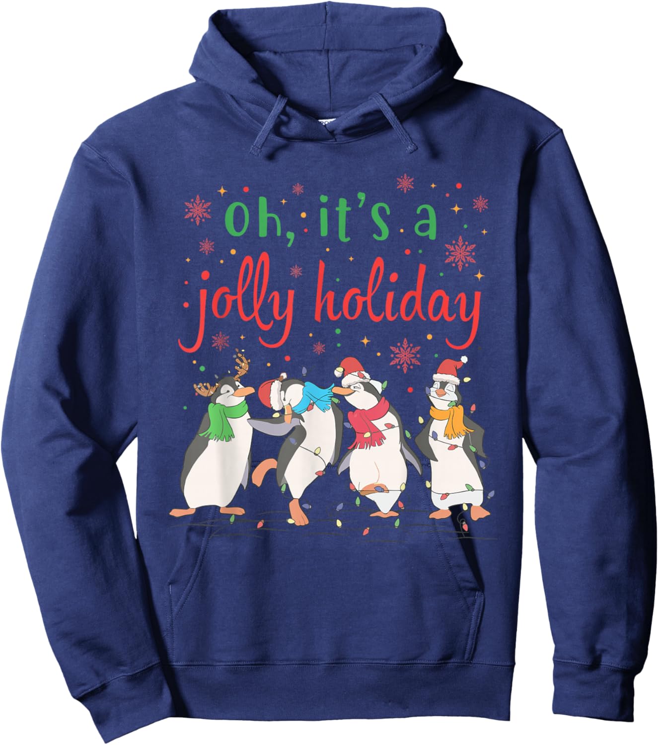 Oh It's A Jolly Holiday Christmas Penguin Xmas Penguin Lover Hoodie - Hoodie | Navy