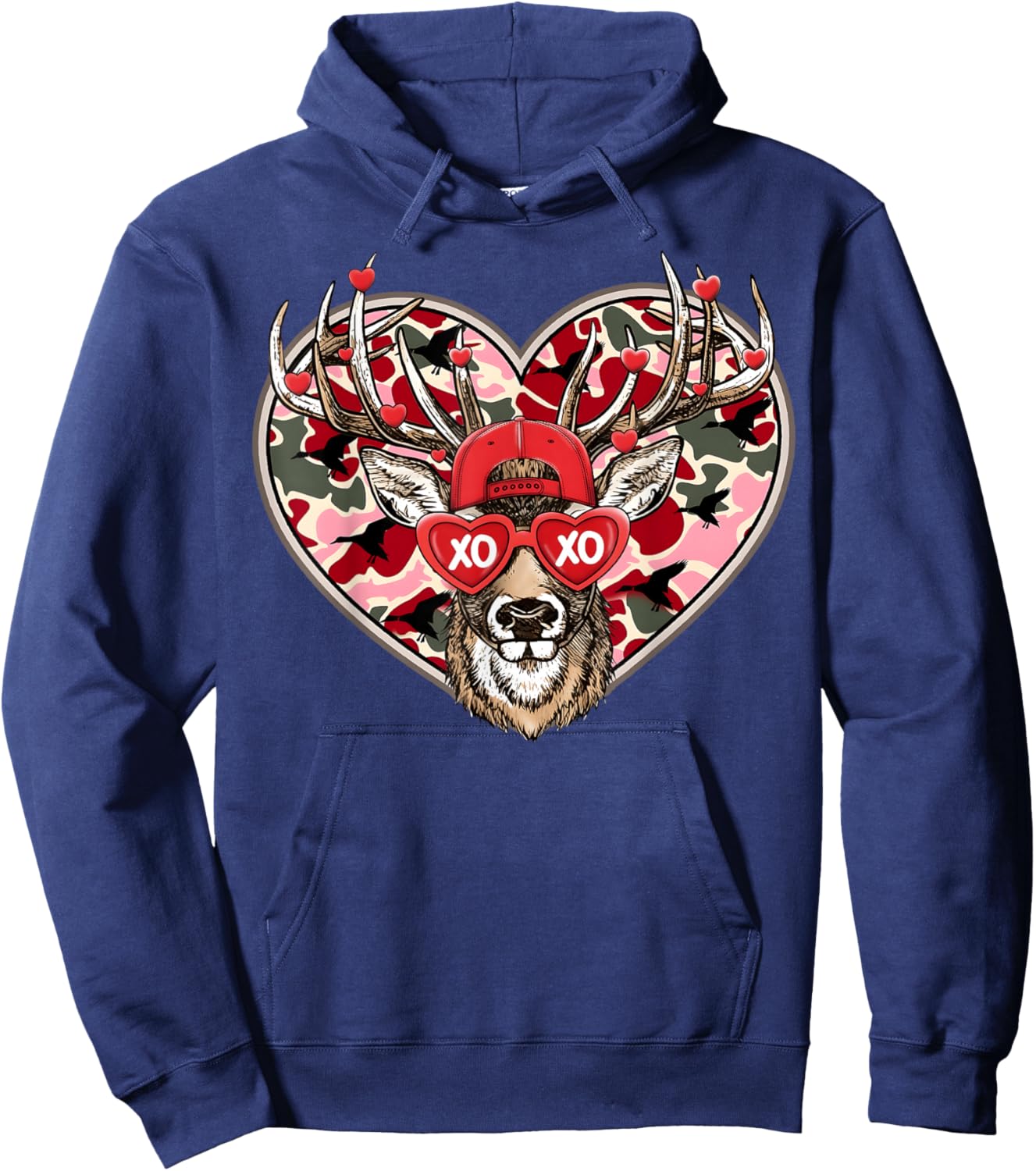 Valentine XOXO Funny Deer Hunting Buck Men Women Kid Hoodie - Hoodie | Navy