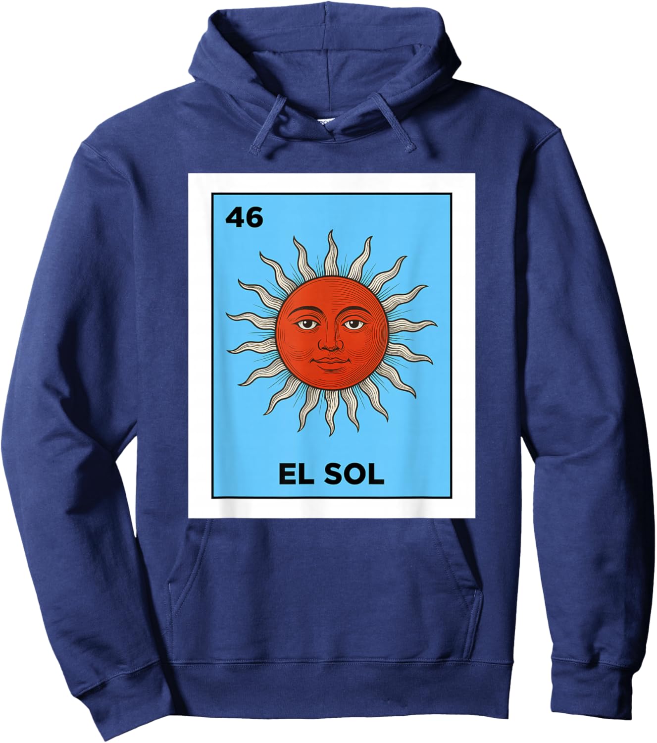 El Sol Card Mexican Lottery Sun Face Mexico Culture Hoodie - Hoodie | Navy