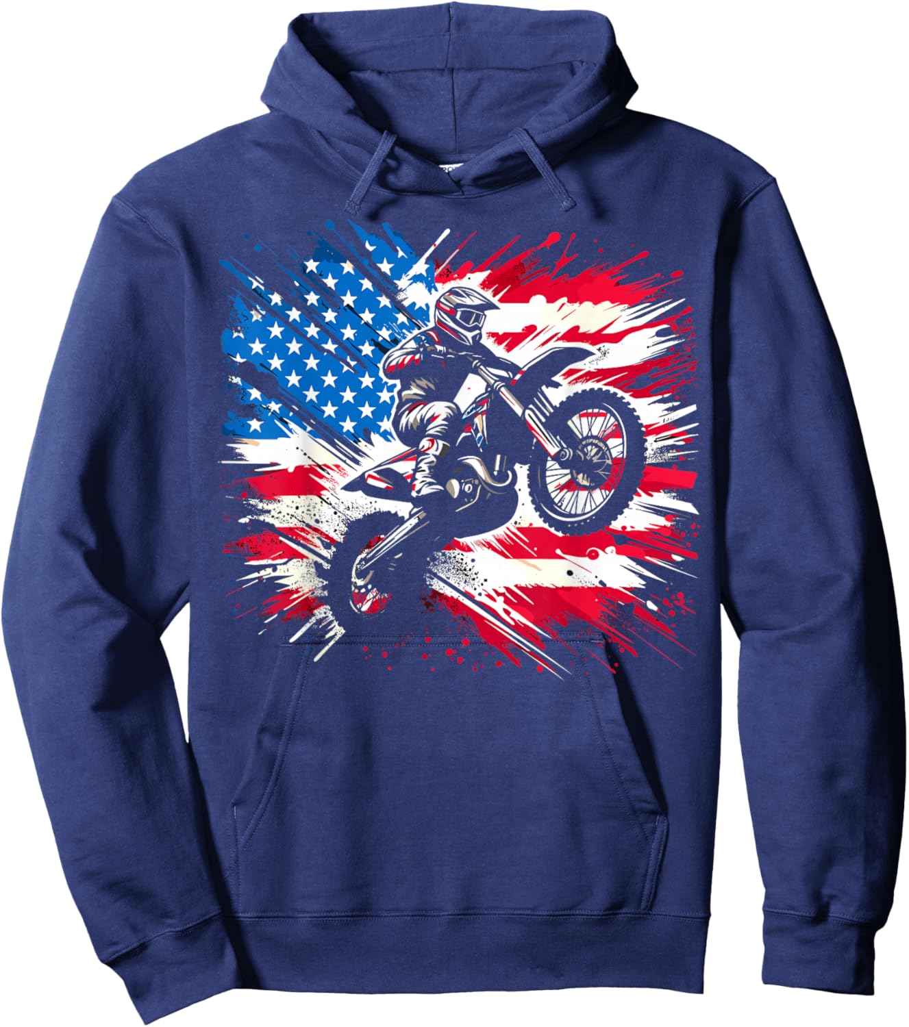 Dirtbike Motocross USA Flag Hoodie - Hoodie | Navy