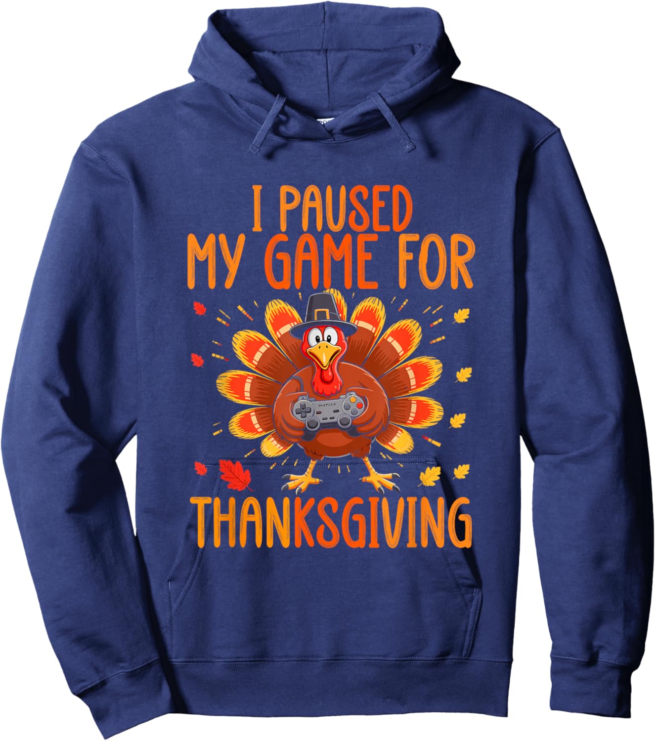 Thanksgiving Gaming Fall Turkey Gamer Boys Kids Hoodie - Hoodie | Navy