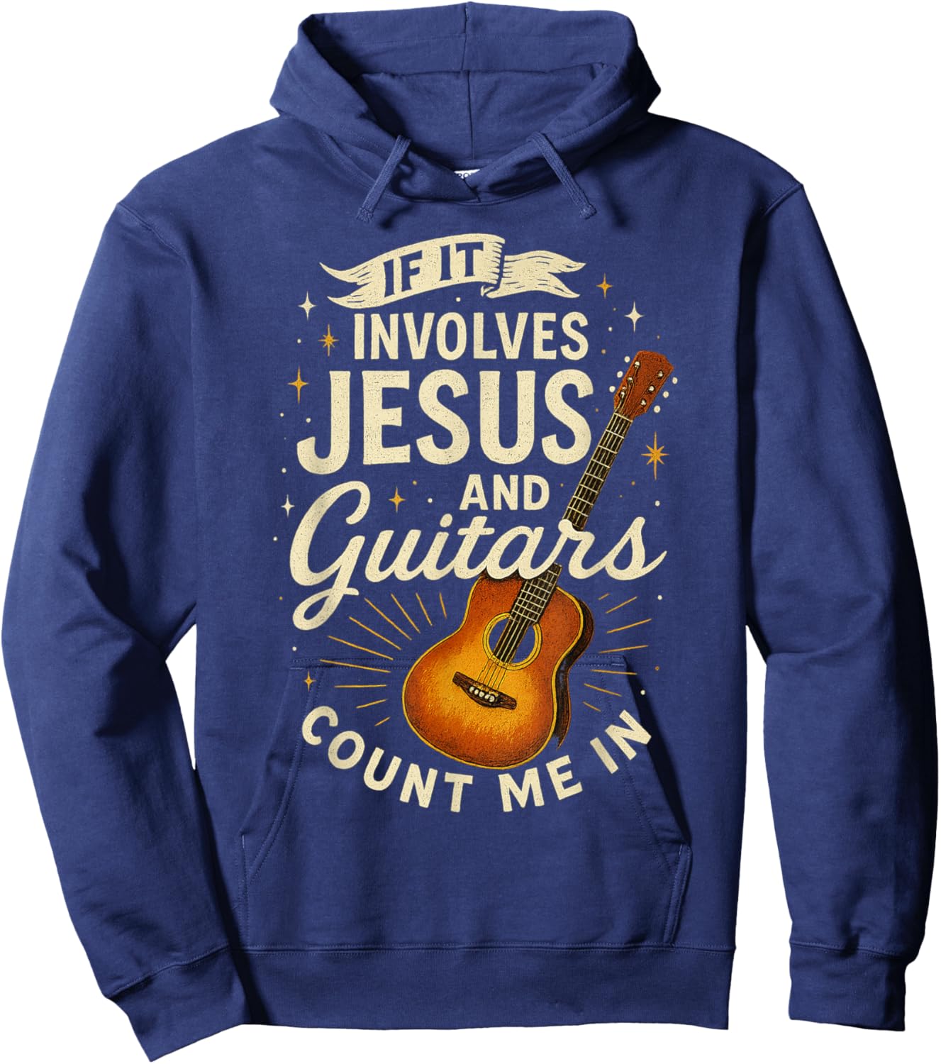 If It Involves Jesus and Guitars Guitarist Christian Music Hoodie - Hoodie | Navy