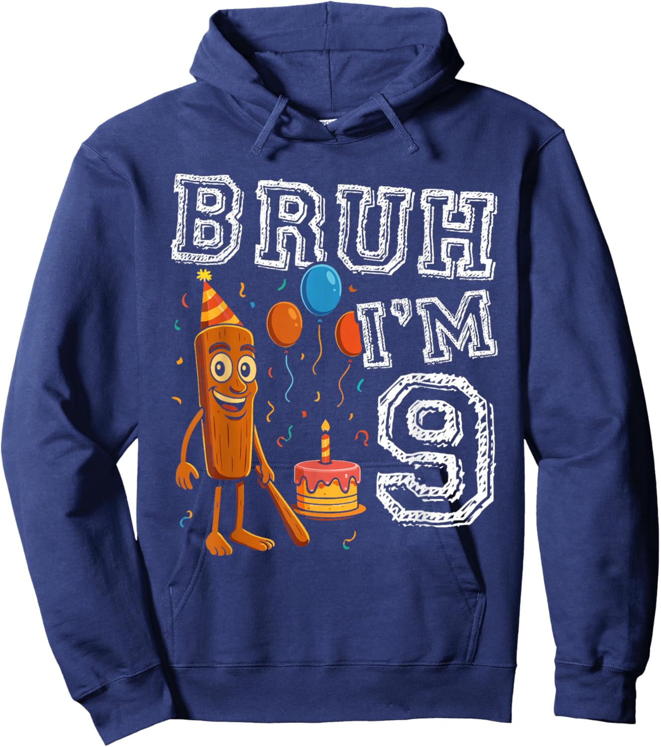 Italian Brainrot Bruh I'm 9 Age 9th Kids Boys Girls Hoodie - Hoodie | Navy