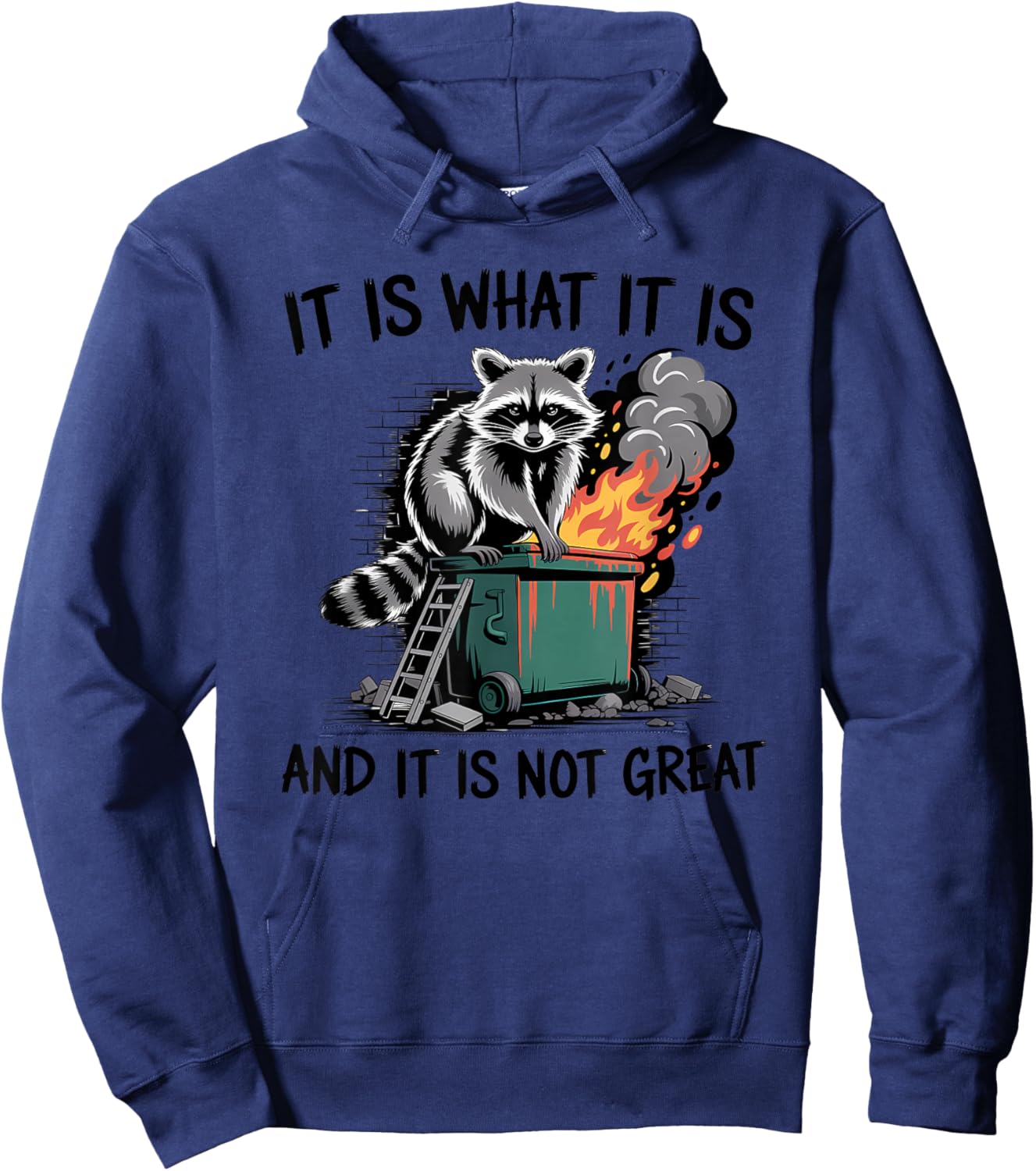 Raccoon It is What It is and It's Not Great Funny Sarcastic Hoodie - Hoodie | Navy