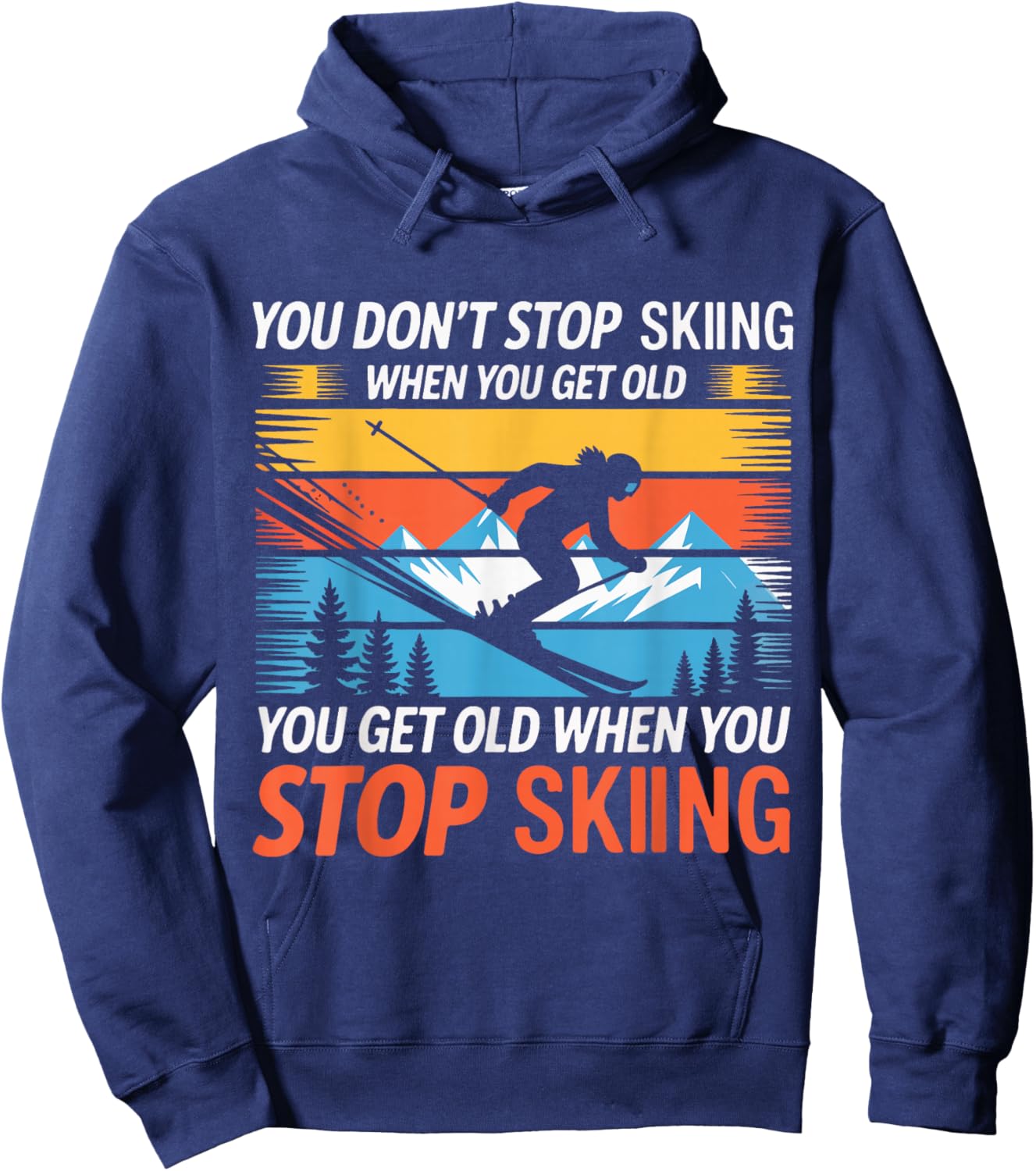 Retro Vintage Skiing Skier Mountain Winter Snow Alpine Hoodie - Hoodie | Navy