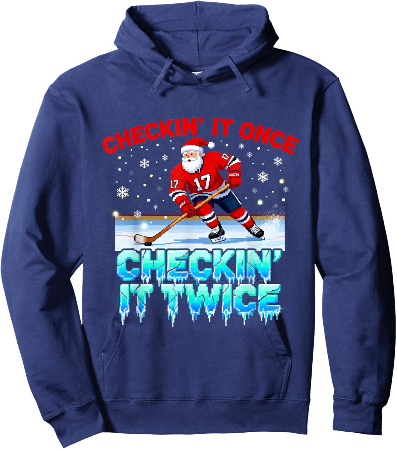 Christmas Checking It Once Santa’s Favorite Hockey Player Hoodie - Hoodie | Navy
