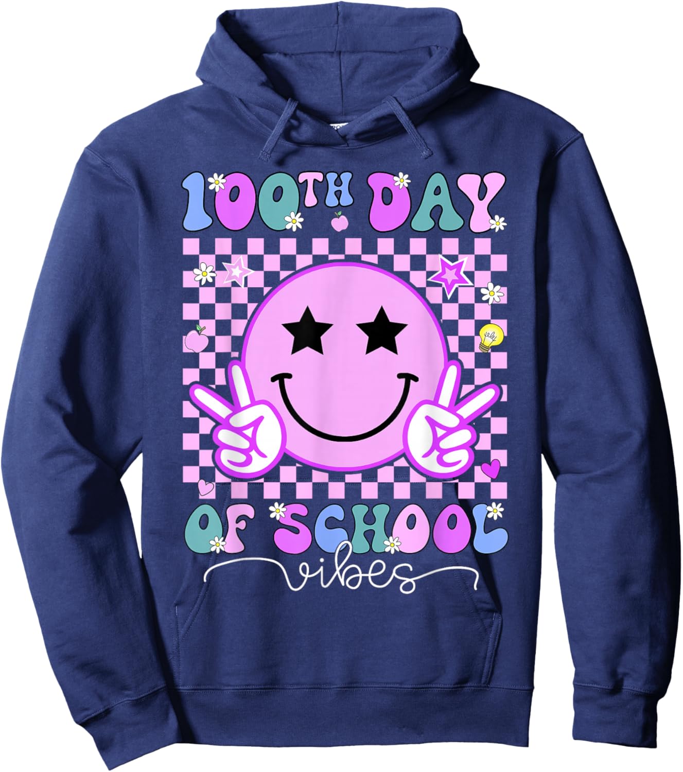 Funny 100 Days Shirt 100th Day of School Vibes Kid Boys Girl Hoodie - Hoodie | Navy