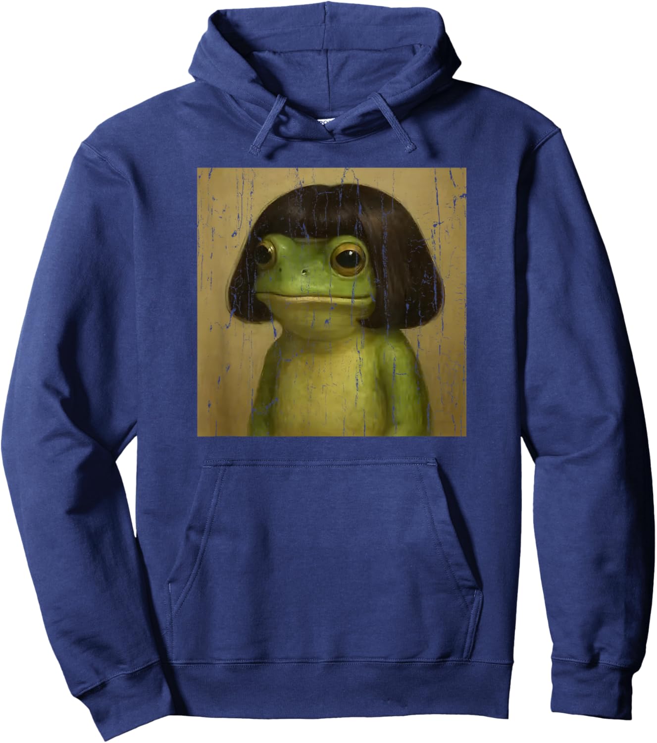 Frog Face with Bob Haircut Meme Hoodie - Hoodie | Navy