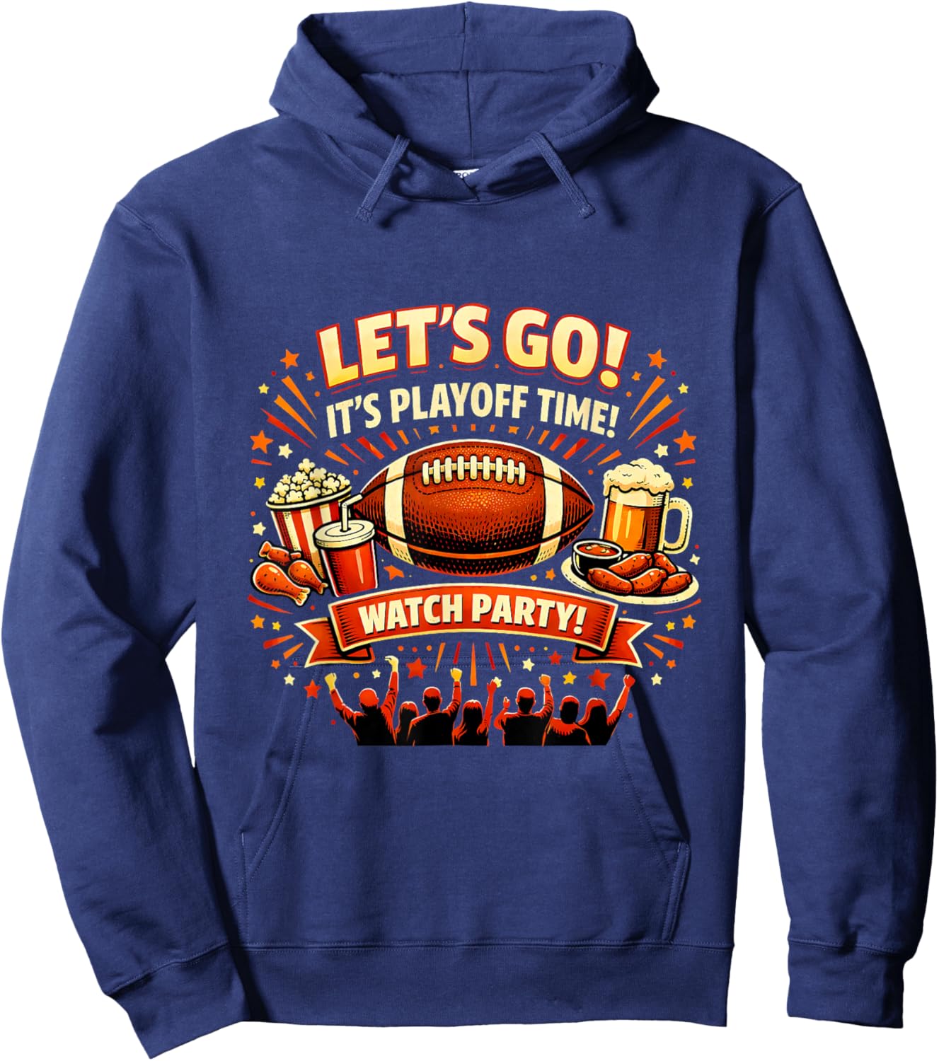 Playoff Game Day Football Friends Snacks Watch Party 2026 Hoodie - Hoodie | Navy