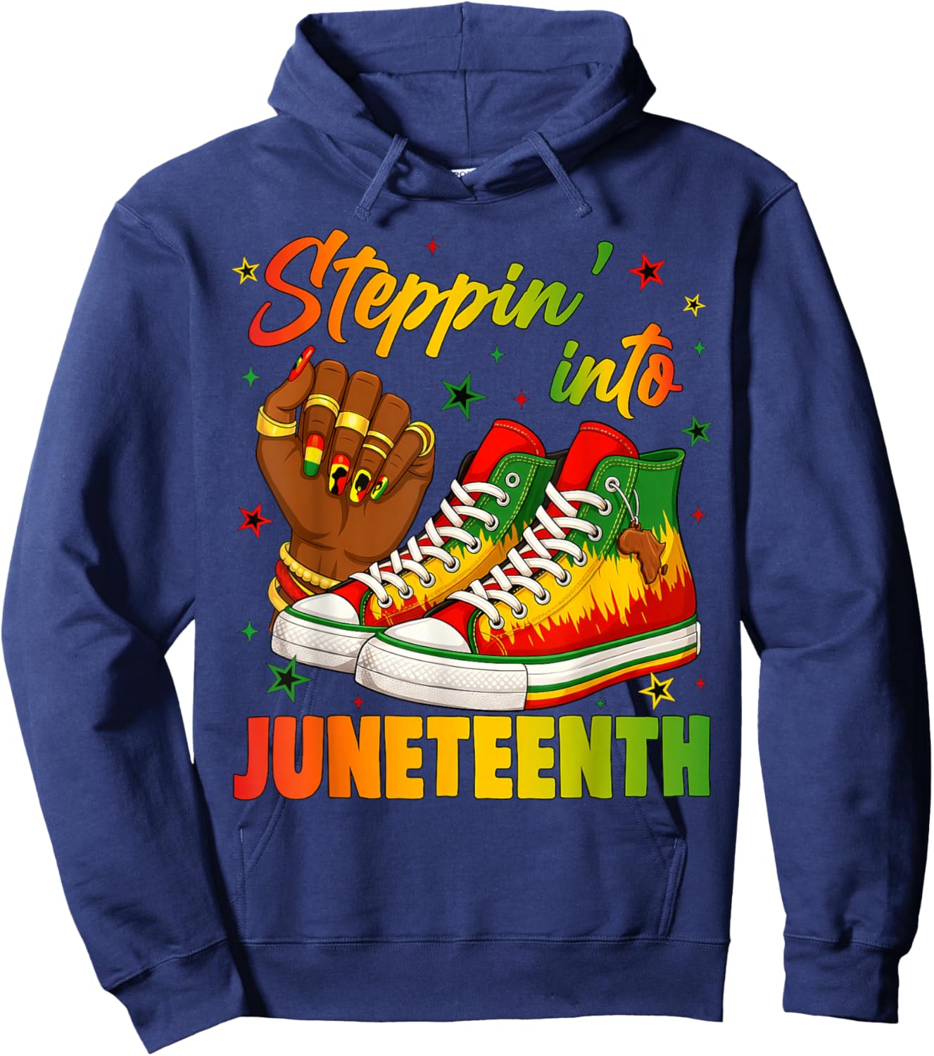 Steppin' Into Juneteenth Black History Month Black Sneakers Hoodie - Hoodie | Navy