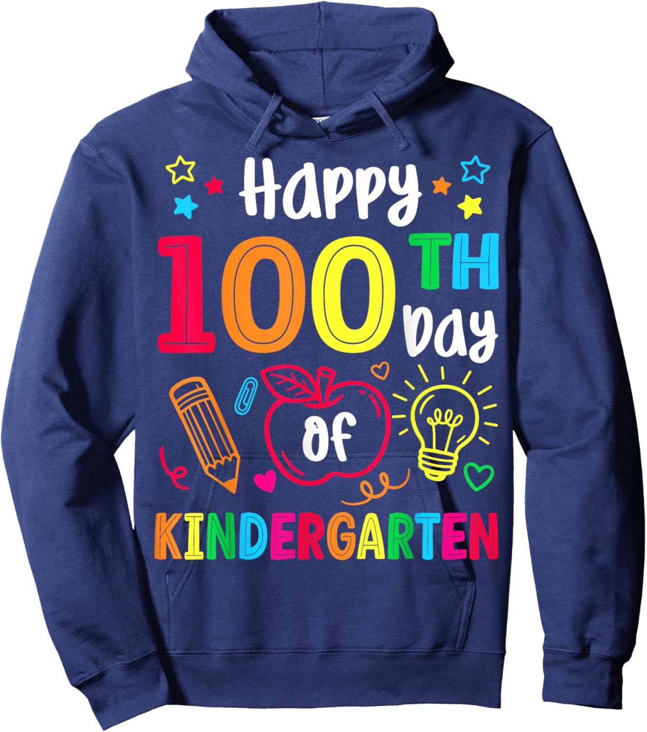 100th Day of Kindergarten Teachers Kids 100 Days of School Hoodie - Hoodie | Navy