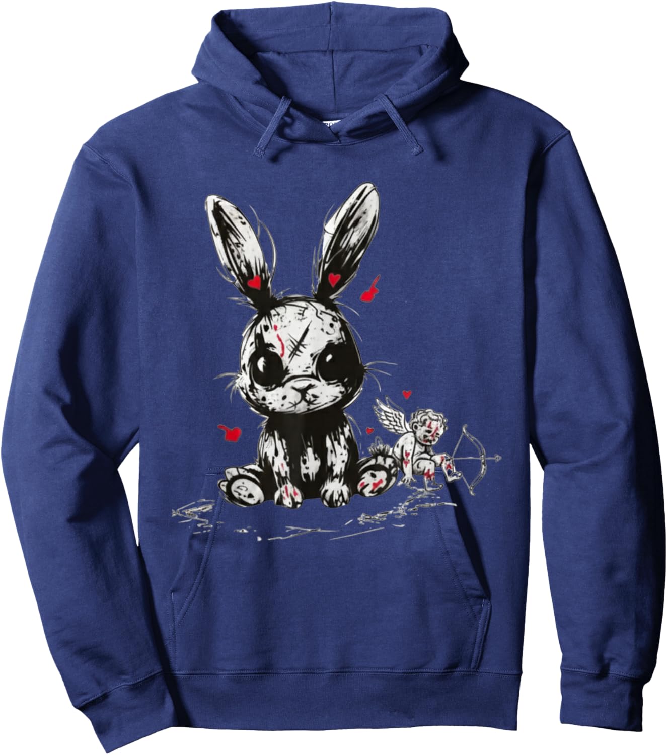 Creepy Kawaii Bunny Anti Valentine’s Day Goth Cupid Grunge Hoodie - Hoodie | Navy