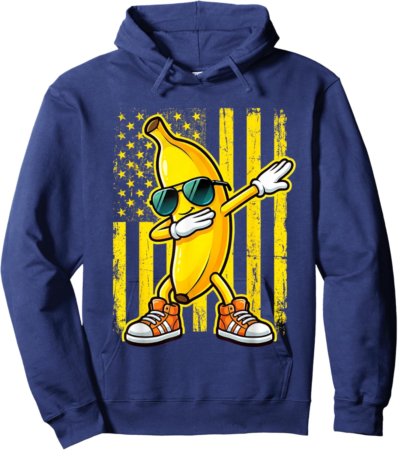 Dabbing Banana USA American Flag Patriotic Banana Lover Kids Hoodie - Hoodie | Navy
