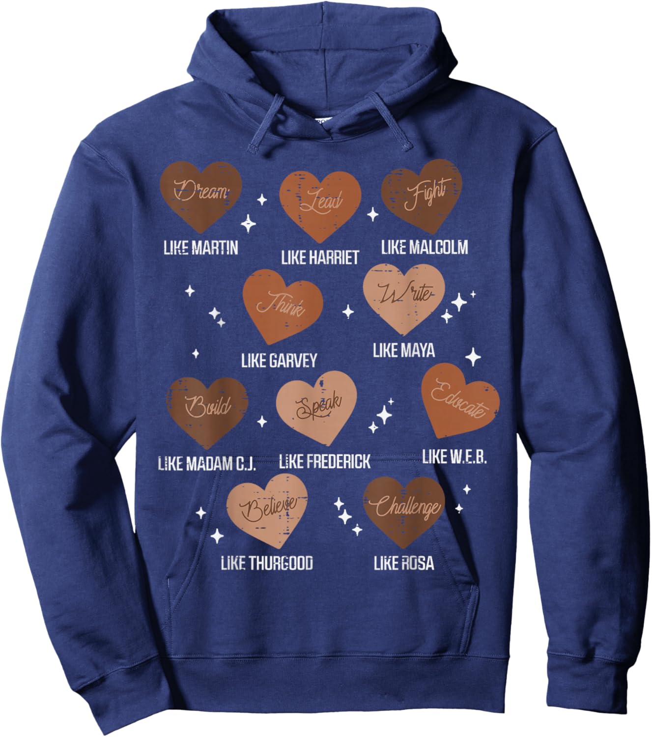Black History Hearts Dream Like Martin Girls Kids Women Hoodie - Hoodie | Navy