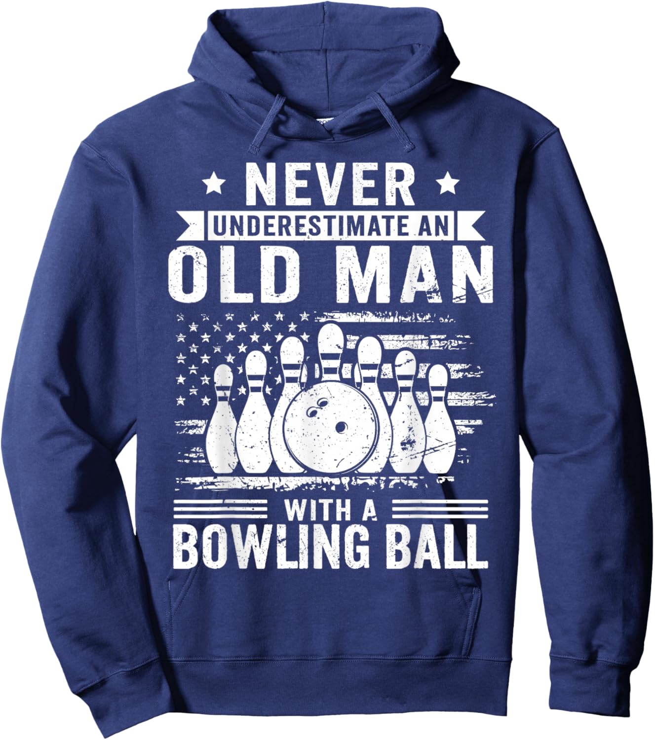 Never Underestimate Old Man Bowling Ball Bowler Bowling Hoodie - Hoodie | Navy