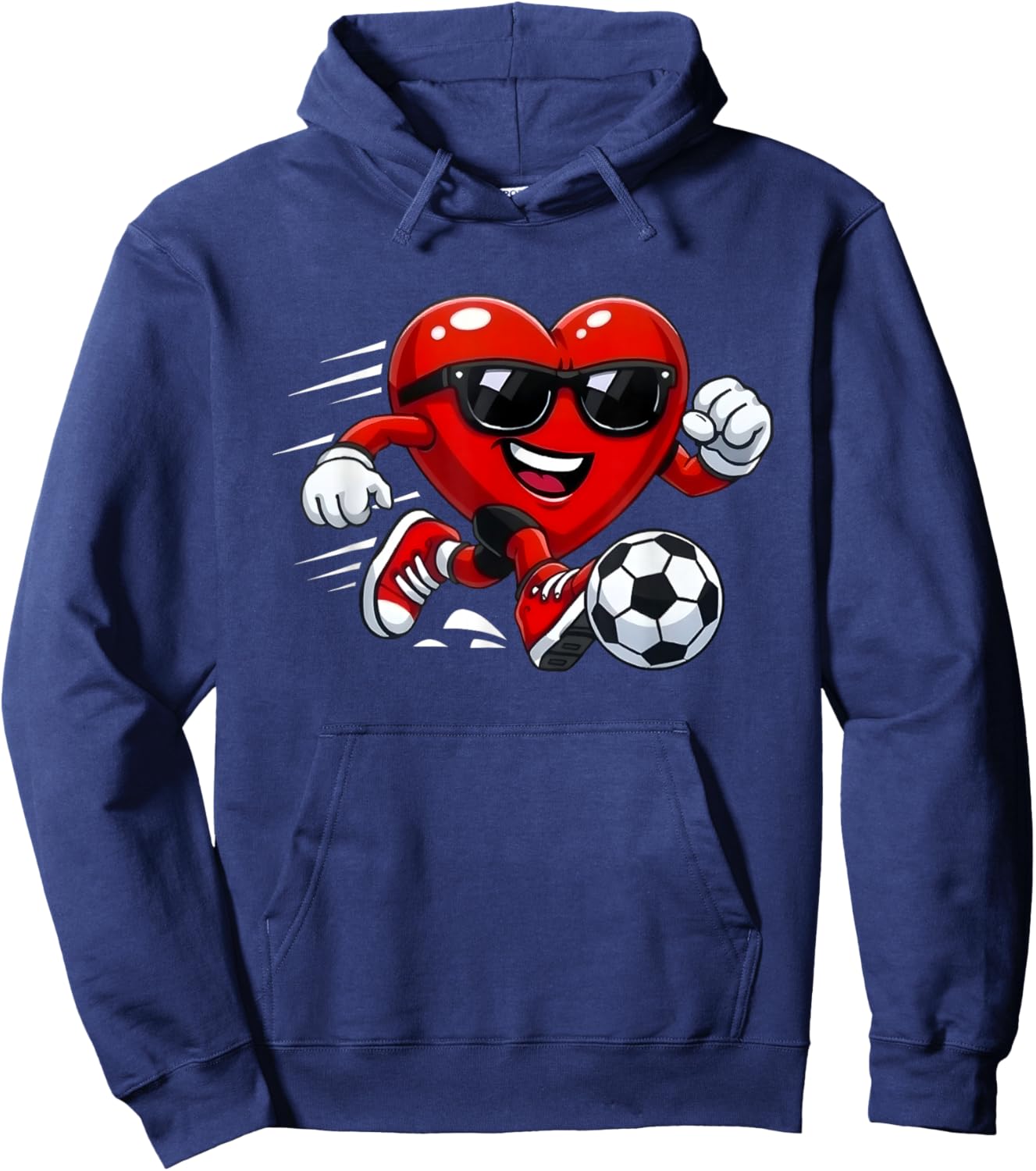 Valentine Soccer Heart Drip Sport Love Valentines Day Boys Hoodie - Hoodie | Navy