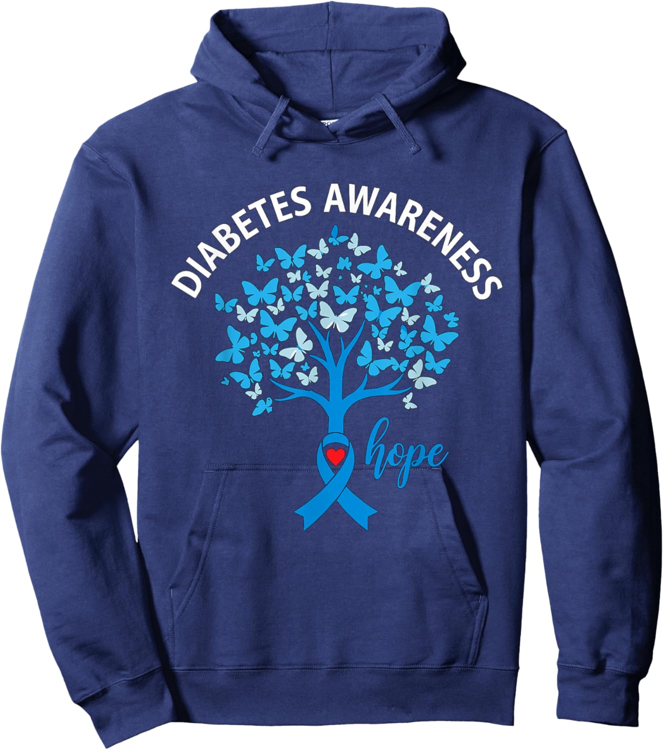 Diabetes Awareness Month Hope Ribbon for Type 1 Type 2 Hoodie - Hoodie | Navy
