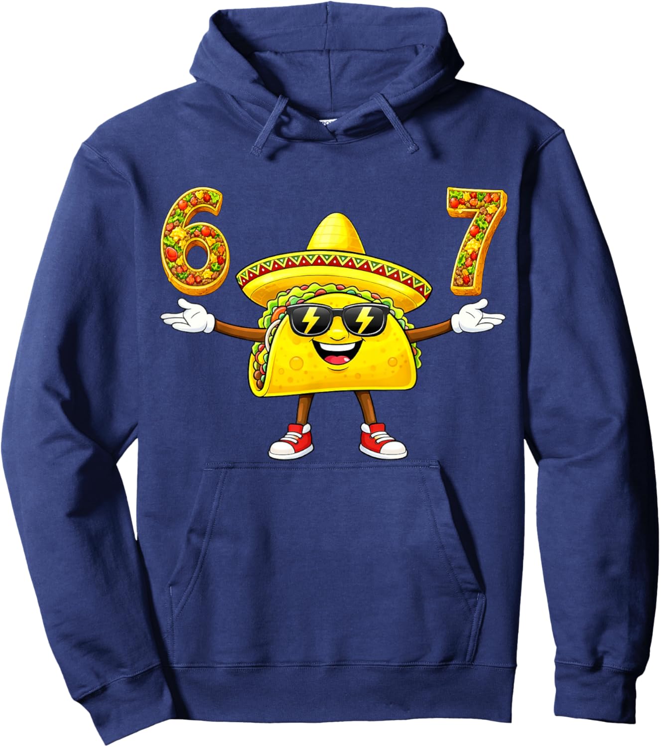 Funny 67 Cinco De Mayo Taco Mexican Six Seven 6 7 Boys Kids Hoodie - Hoodie | Navy