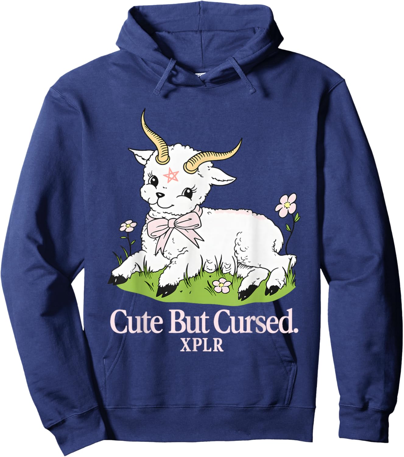Cute But Cursed Puffer Sheep Halloween Hoodie - Hoodie | Navy