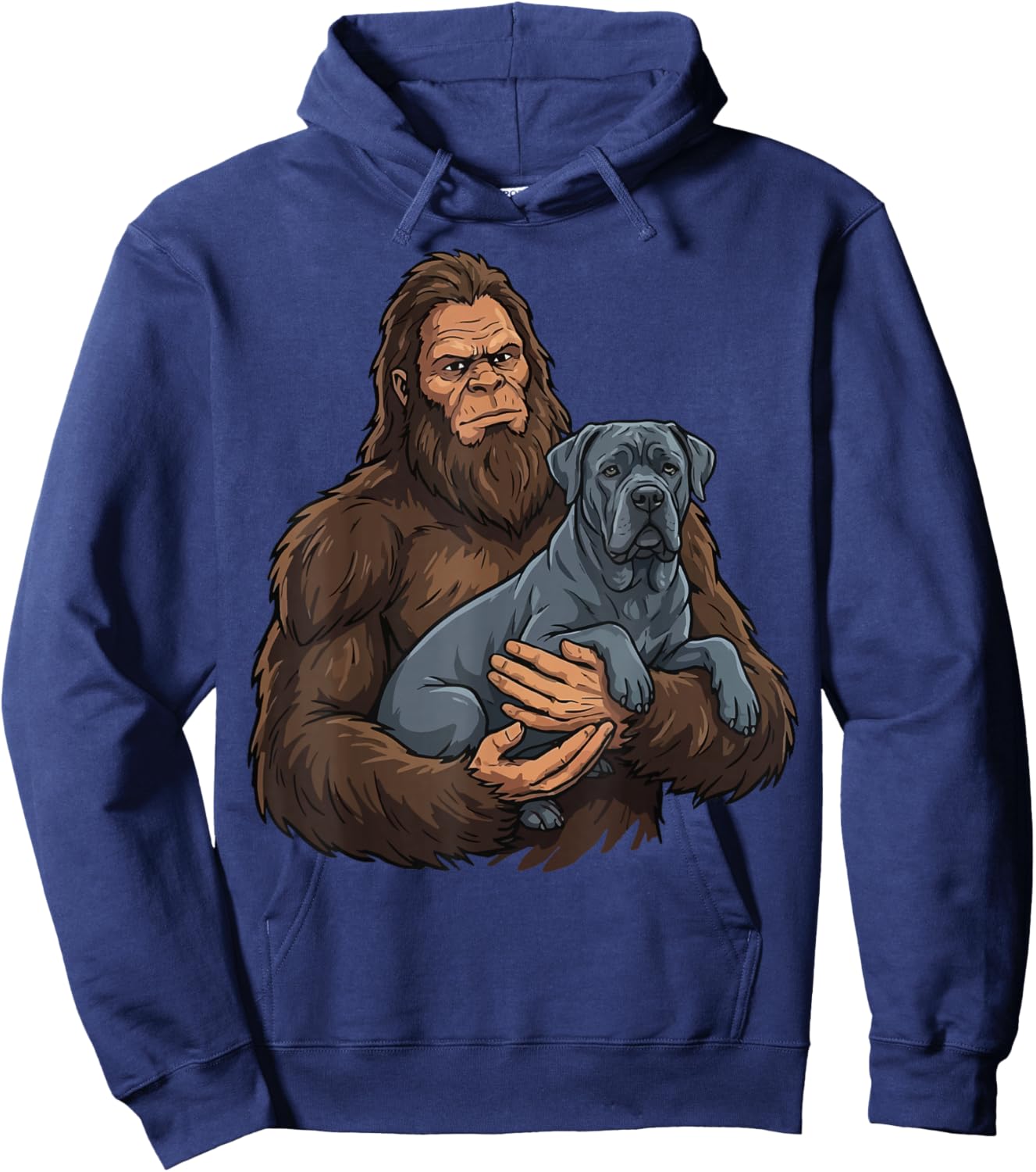 Bigfoot Holding Cane Corso Hoodie - Hoodie | Navy
