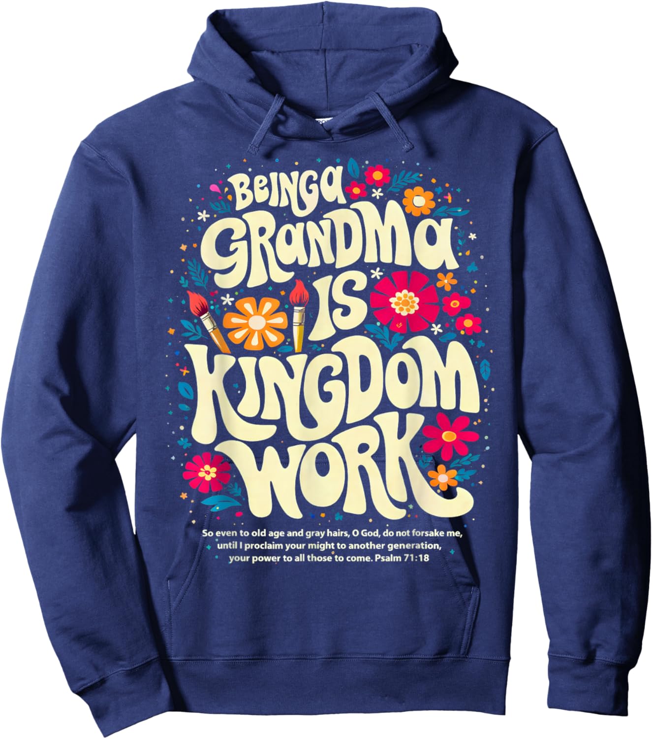 Being A Grandma is Kingdom Work Christian Quote Hoodie - Hoodie | Navy