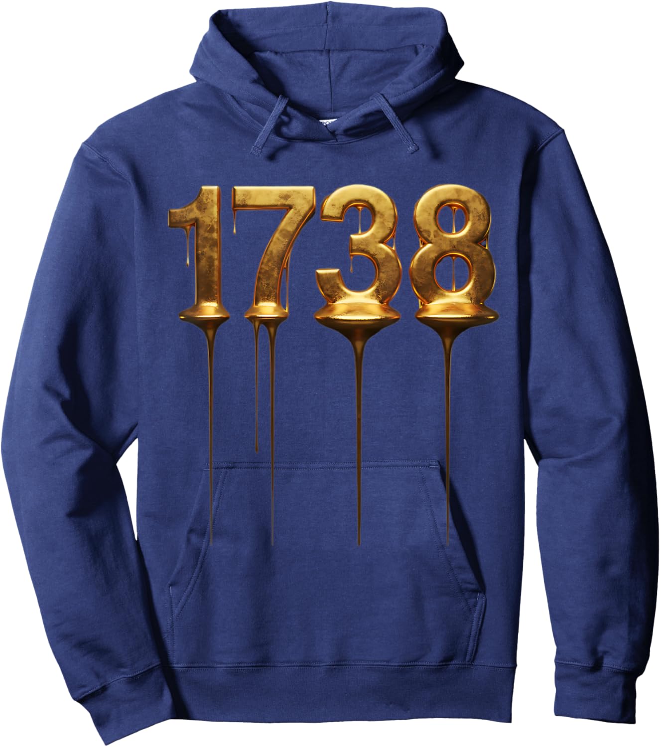 1738 Drip Golden Numbers Hoodie - Hoodie | Navy