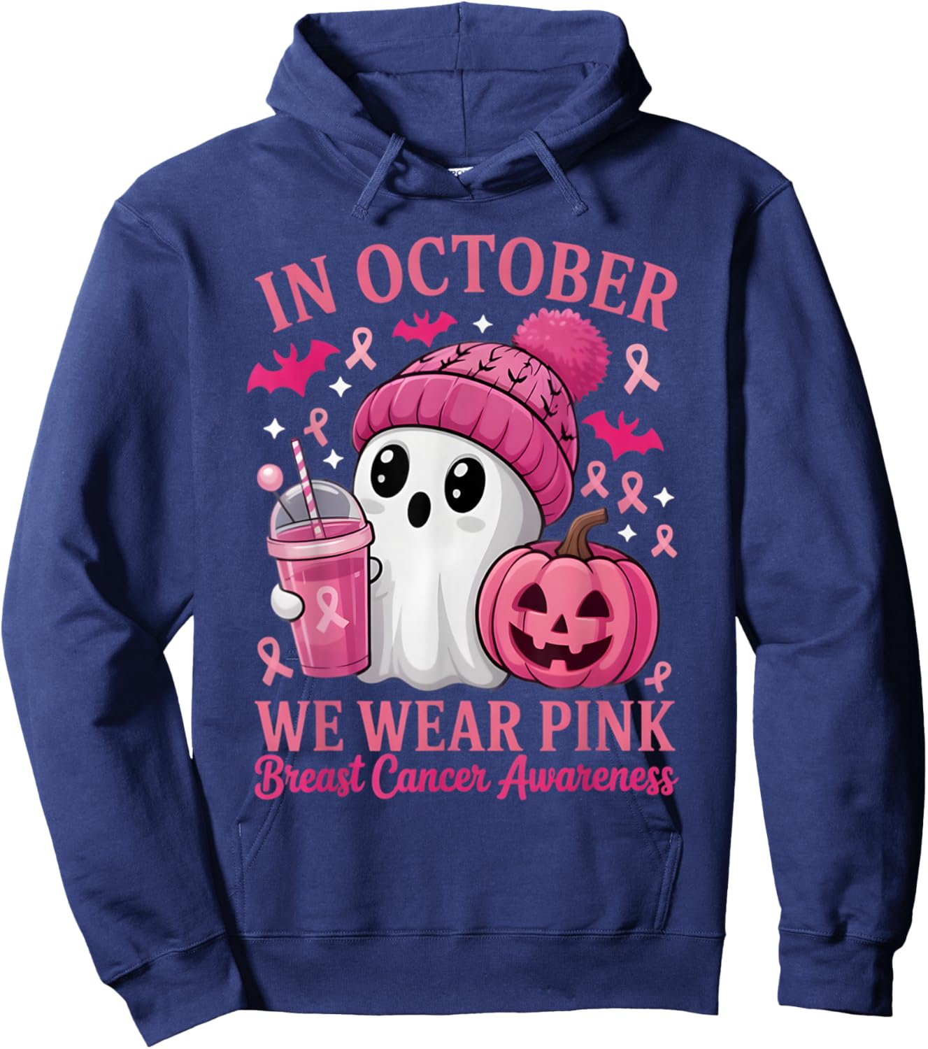 Breast Cancer Halloween Women in October We Wear Pink Gifts Hoodie - Hoodie | Navy
