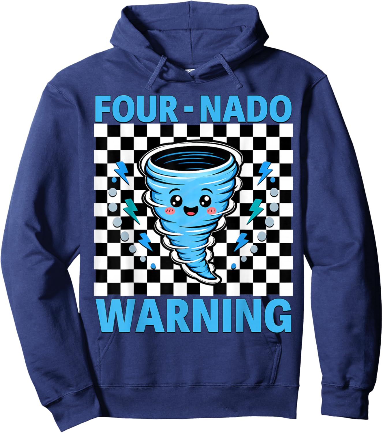 Four Nado Warning 4th Birthday 4 Years Old Kids Boys Girls Hoodie - Hoodie | Navy