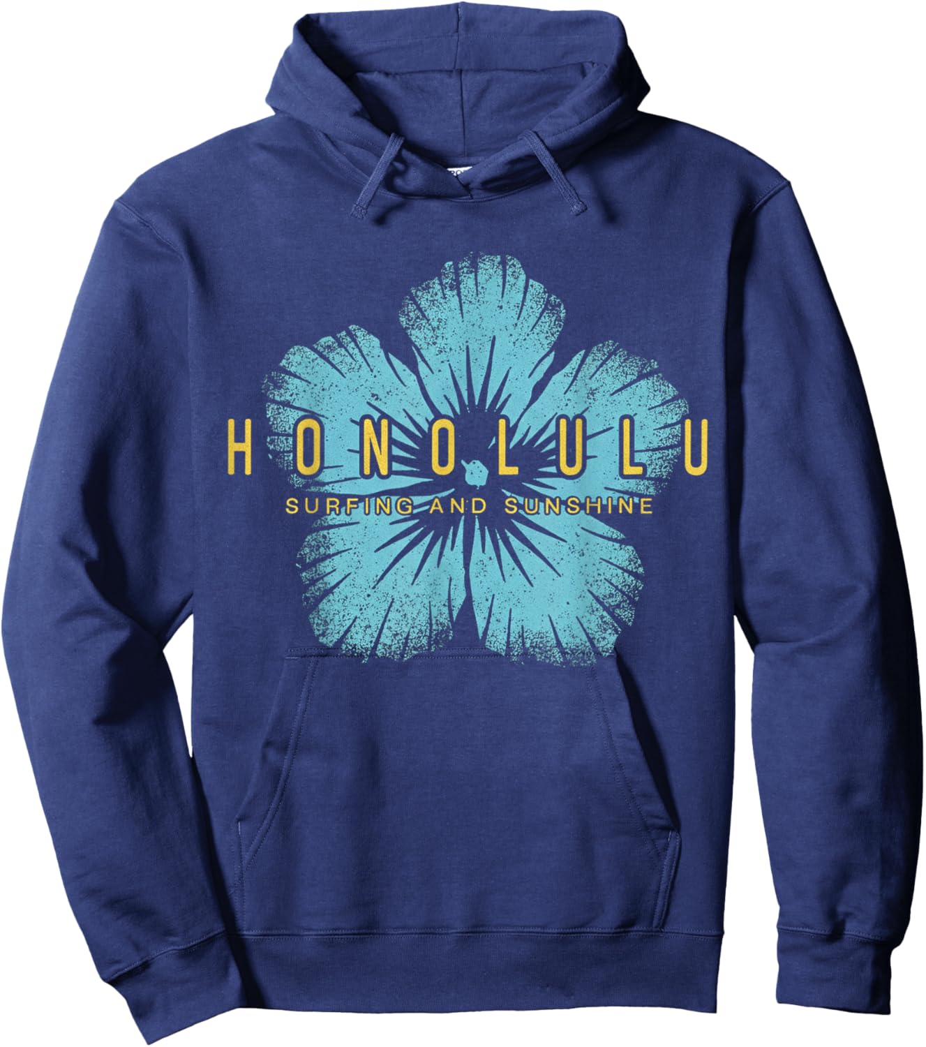 Vintage Hibiscus Flower Hawaiian Surf and Sunshine Hoodie - Hoodie | Navy